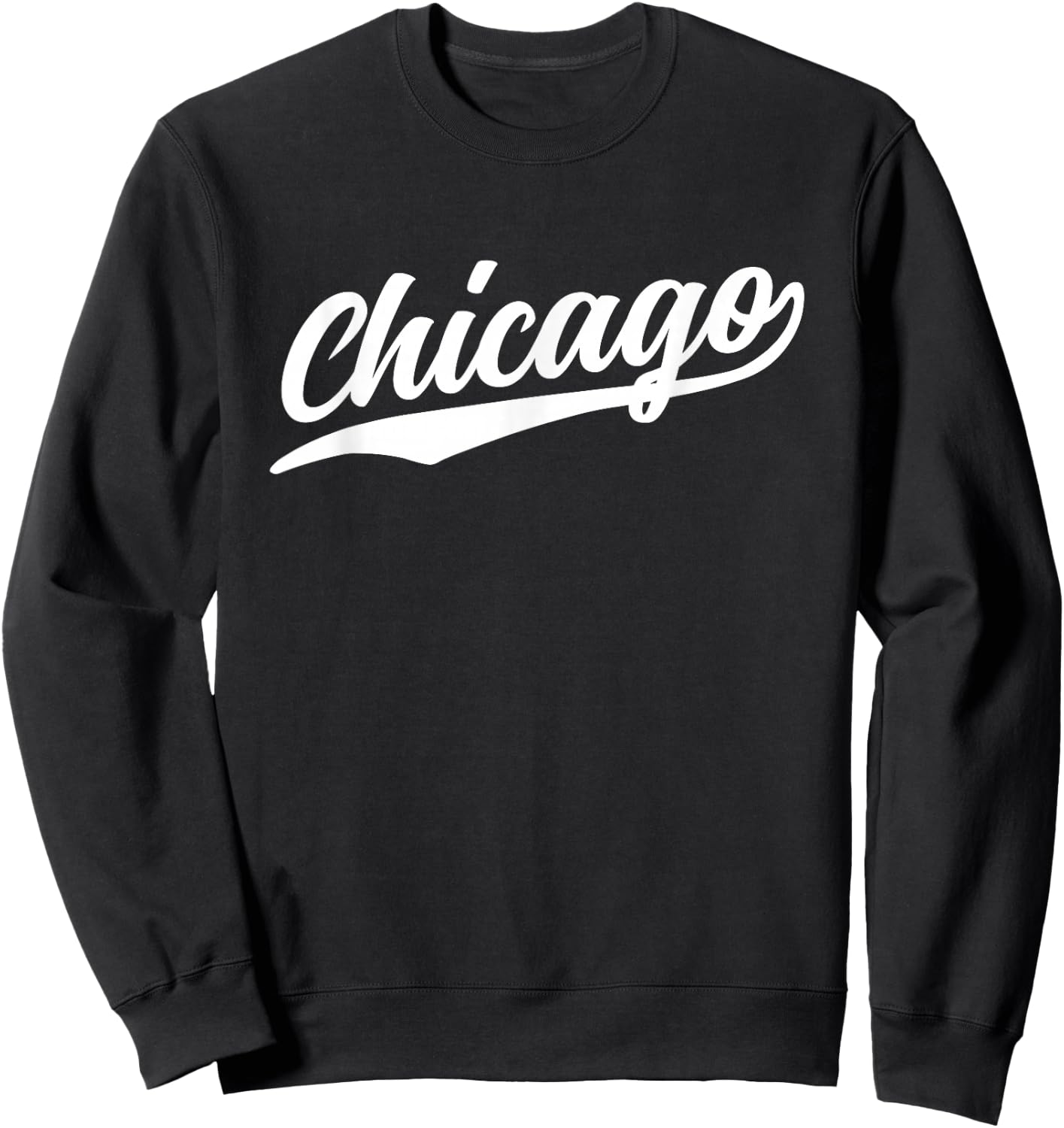 Chicago Illinois Cool Retro Script 1970s White Text Vintage Sweatshirt - Sweatshirt | Black