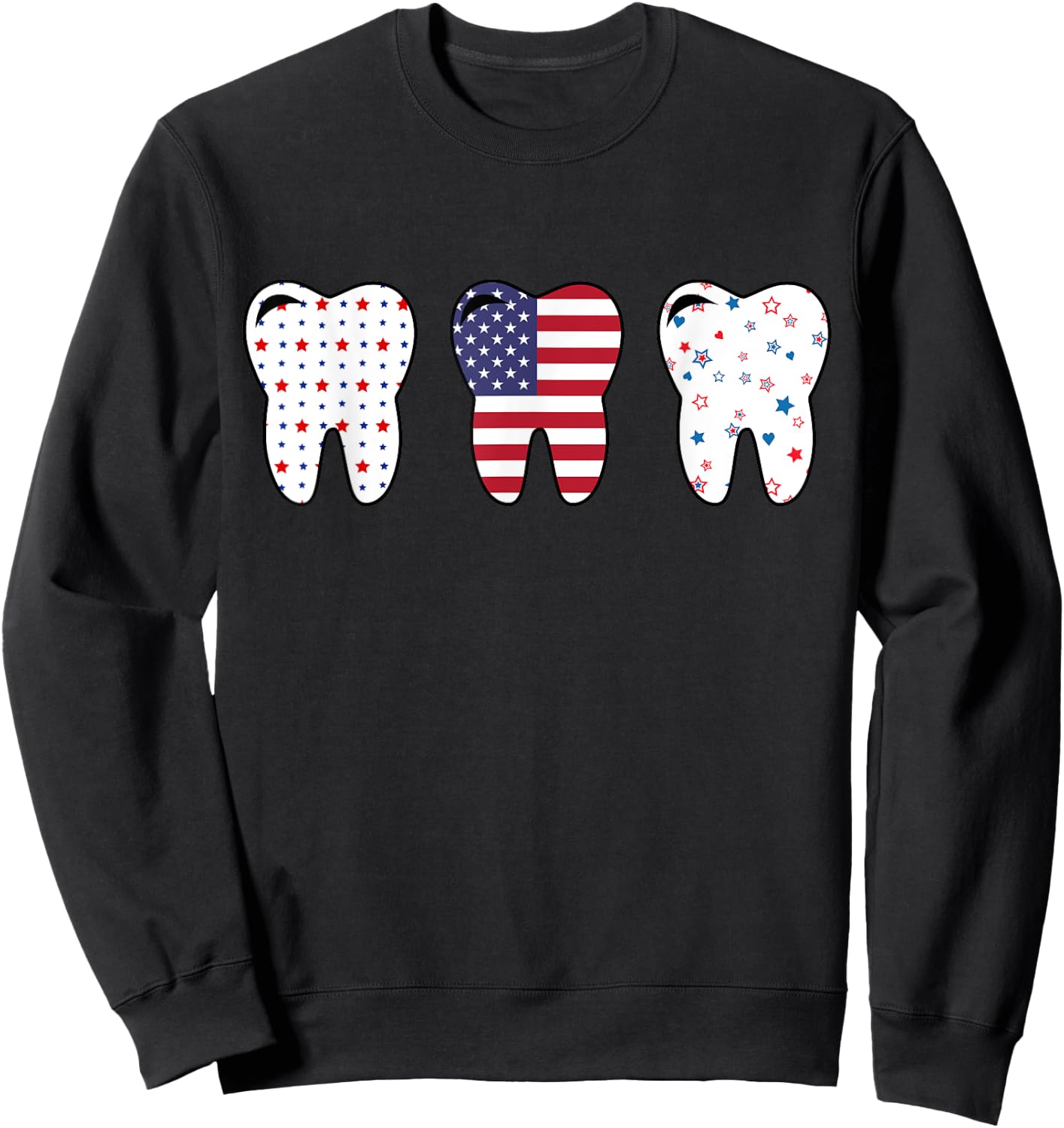 Dental Hygienist Us Flag 4th of July Patriotic Tooth Doctor Sweatshirt - Sweatshirt | Black