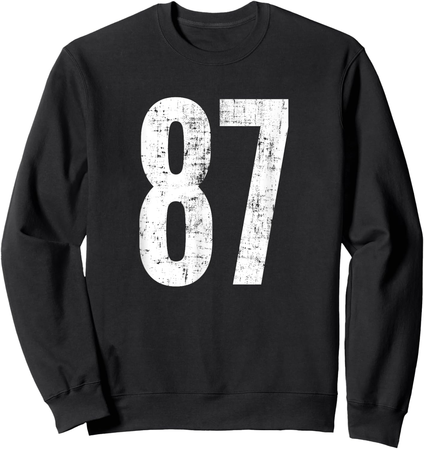 Number 87 Eighty-Seven Distressed Vintage Sport Team Players Sweatshirt - Sweatshirt | Black