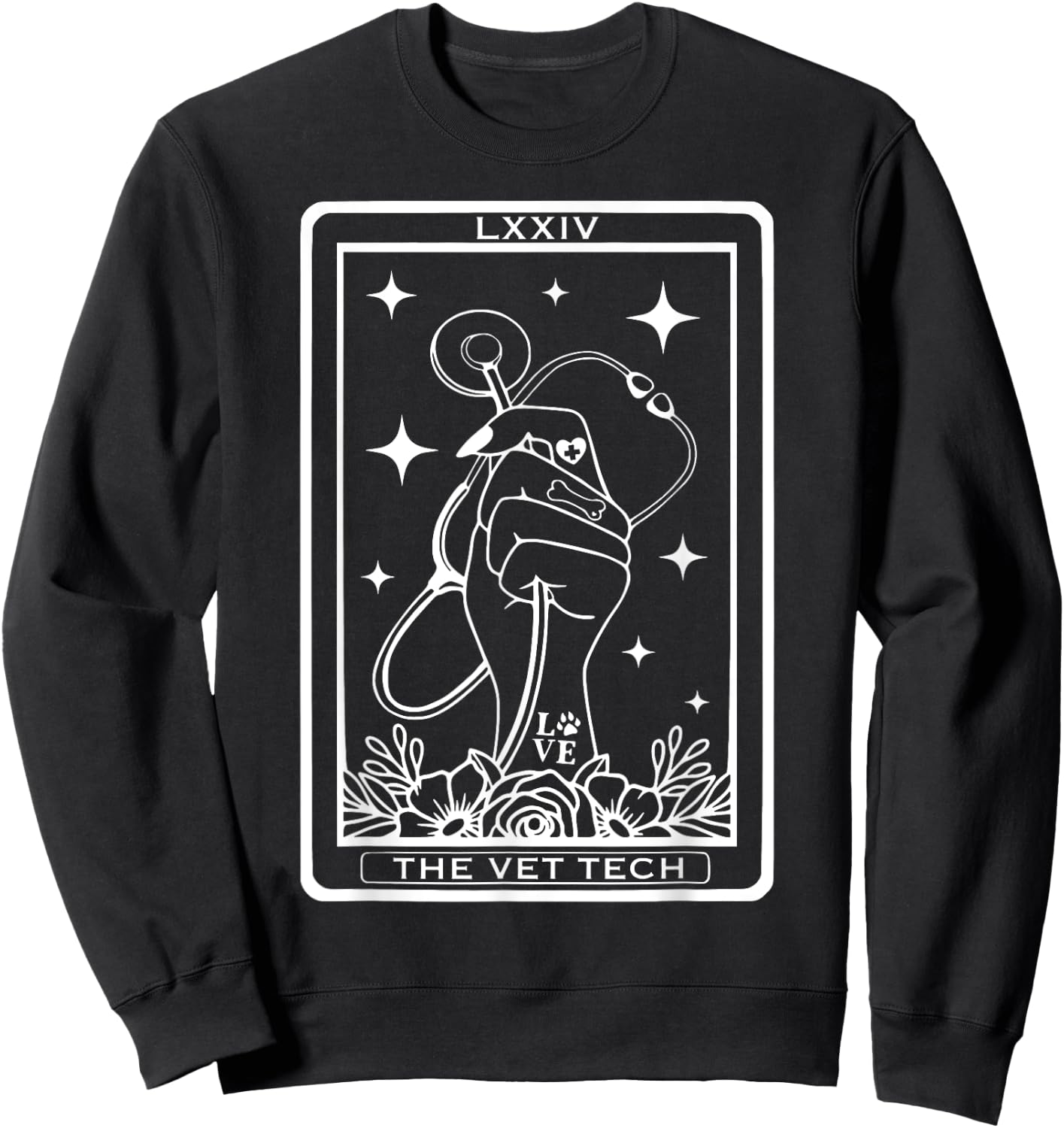 Vet Tech Tarot Card Veterinarian Celestial Witchcraft Goth Sweatshirt - Sweatshirt | Black