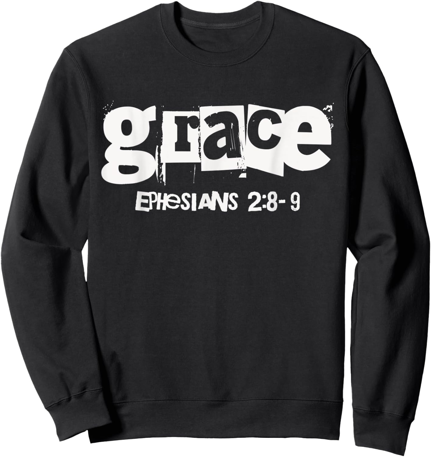 Grace (Ephesians 2:8-9) Christian Streetwear Bible Verse Sweatshirt - Sweatshirt | Black
