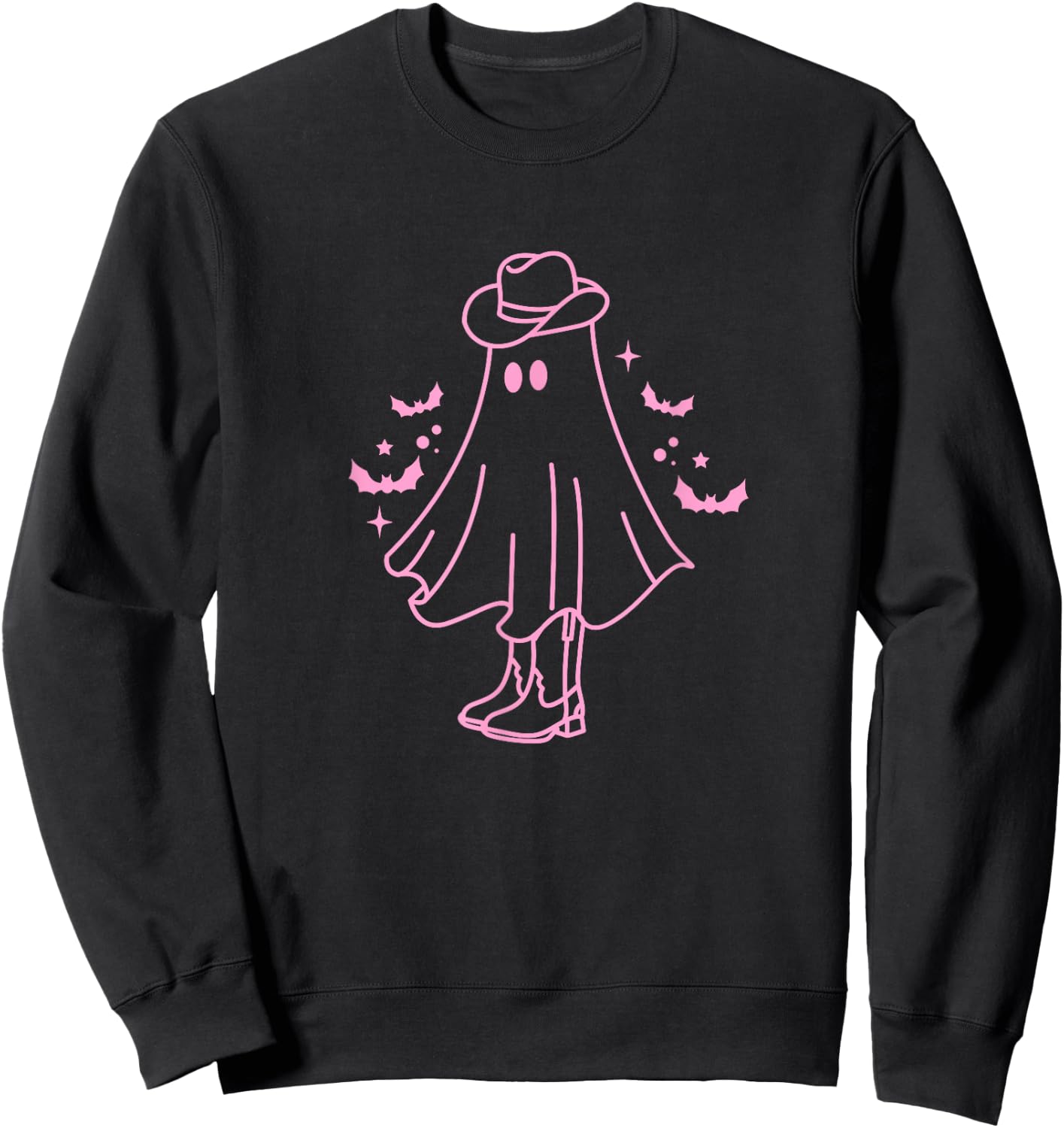 Cute Retro Pink Cowboy Ghost Sweatshirt - Sweatshirt | Black