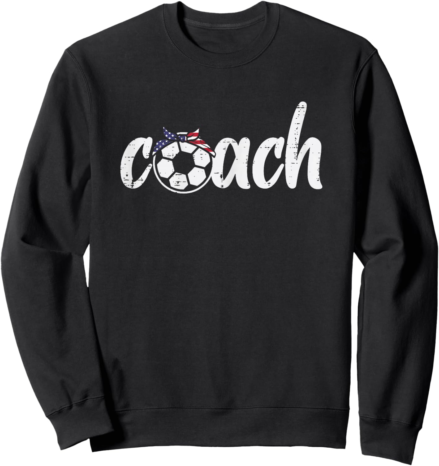 Coach Soccer American Flag Bandana Football Women Girls Mom Sweatshirt - Sweatshirt | Black