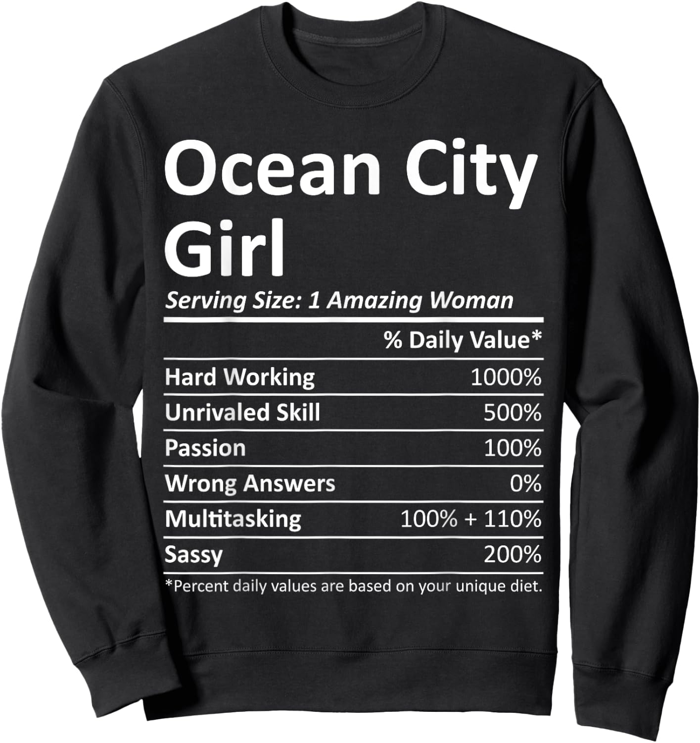 OCEAN CITY GIRL NJ NEW JERSEY Funny City Home Roots USA Gift Sweatshirt - Sweatshirt | Black