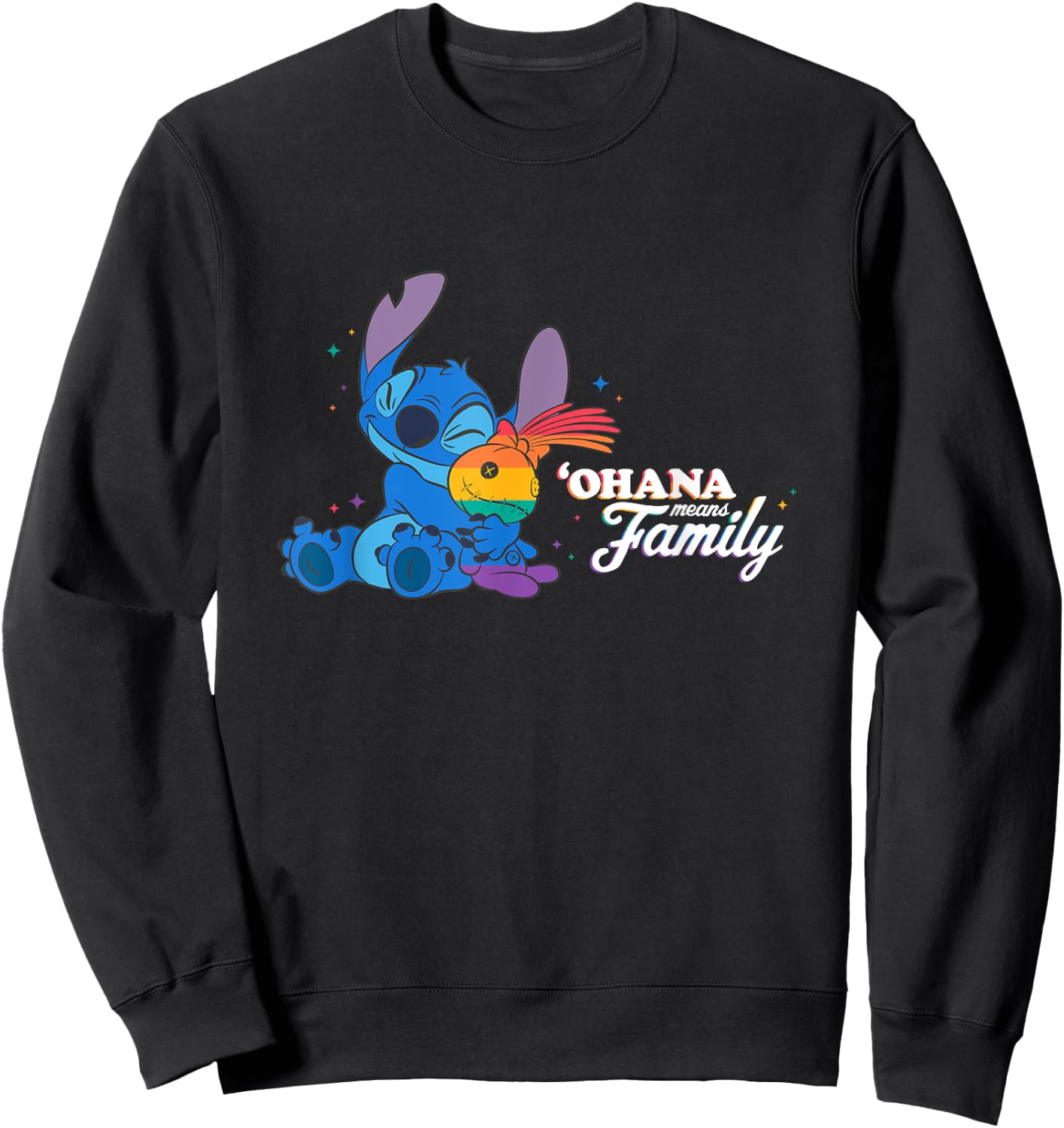 Disney Lilo & Stitch Ohana Means Family Rainbow Scrump Sweatshirt - Sweatshirt | Black