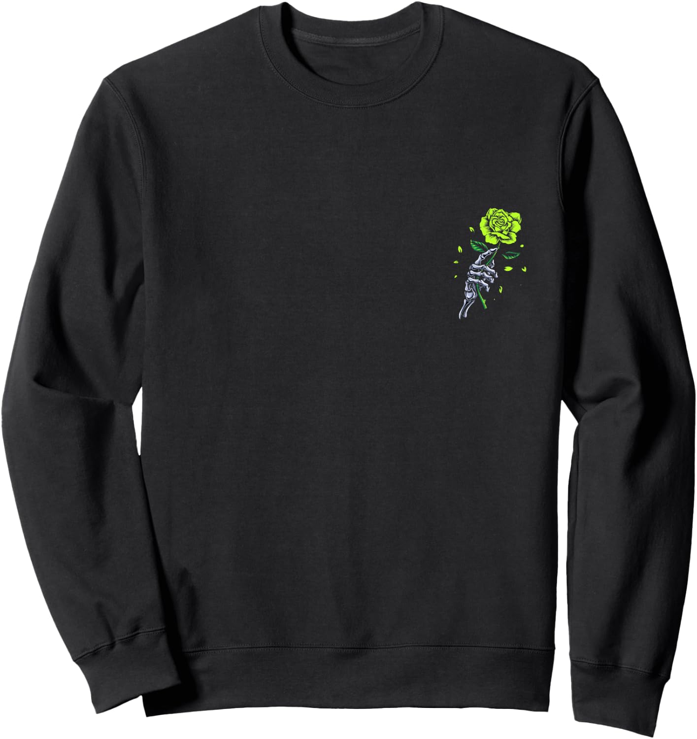Green Skeletal Last Rose Green Color Graphic Sweatshirt - Sweatshirt | Black