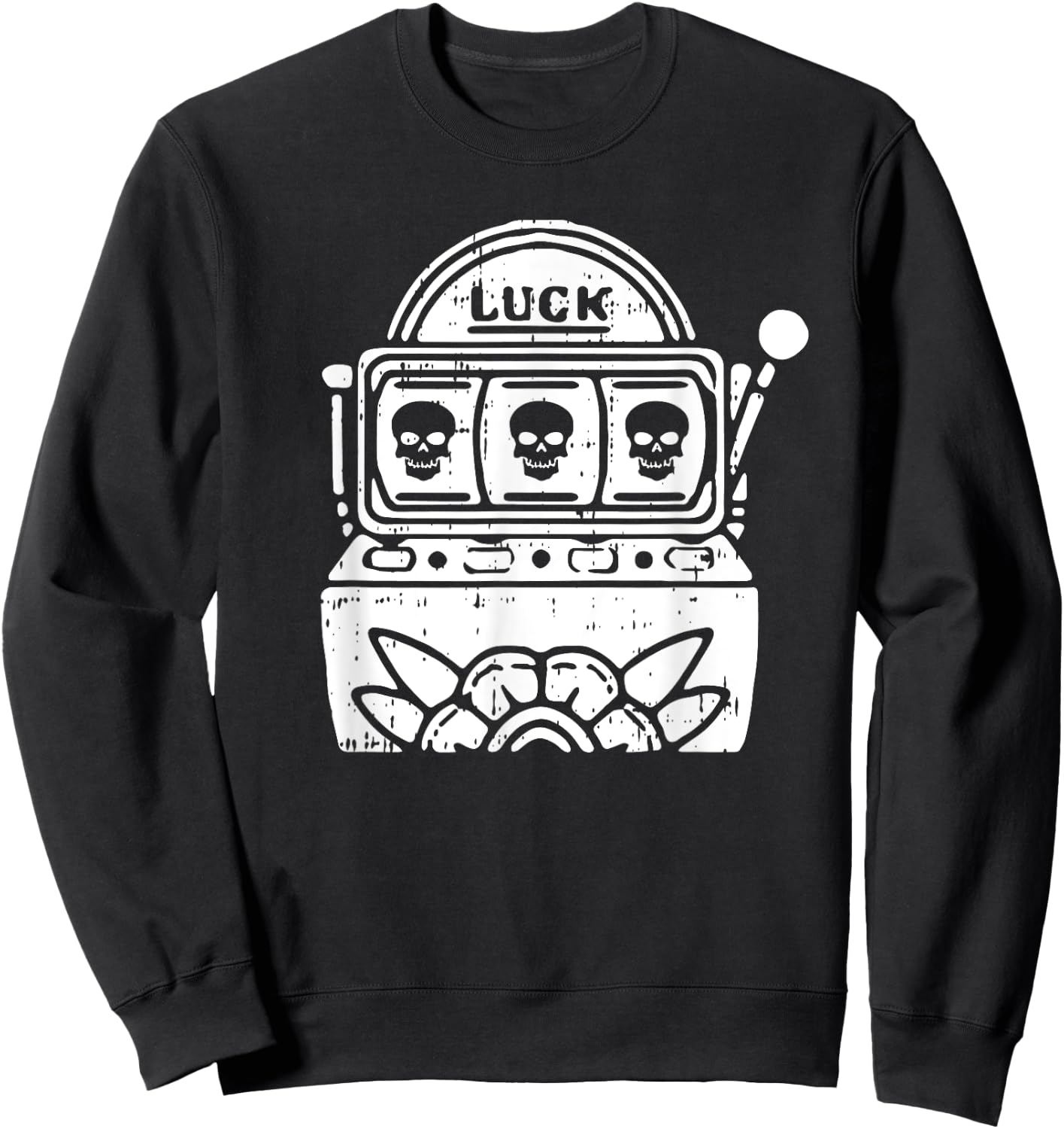 Skull Slot Machine Halloween Spooky Casino Men Women Sweatshirt - Sweatshirt | Black