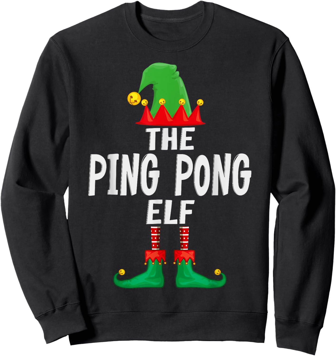The Ping Pong Elf Matching Family Christmas Sweatshirt - Sweatshirt | Black