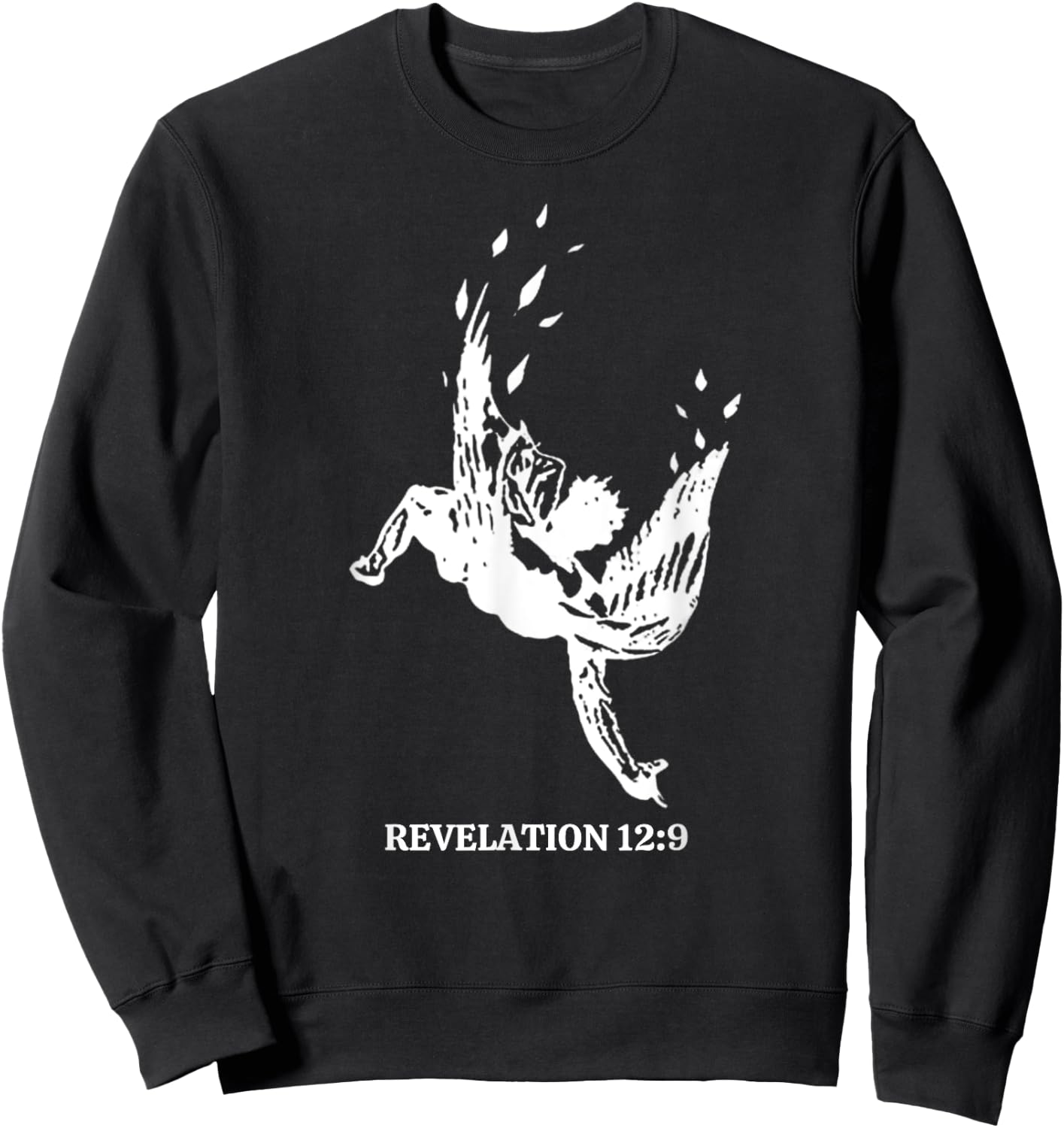 Revelations 12:9 - Fallen Angel Satan Biblical Scripture Art Sweatshirt - Sweatshirt | Black