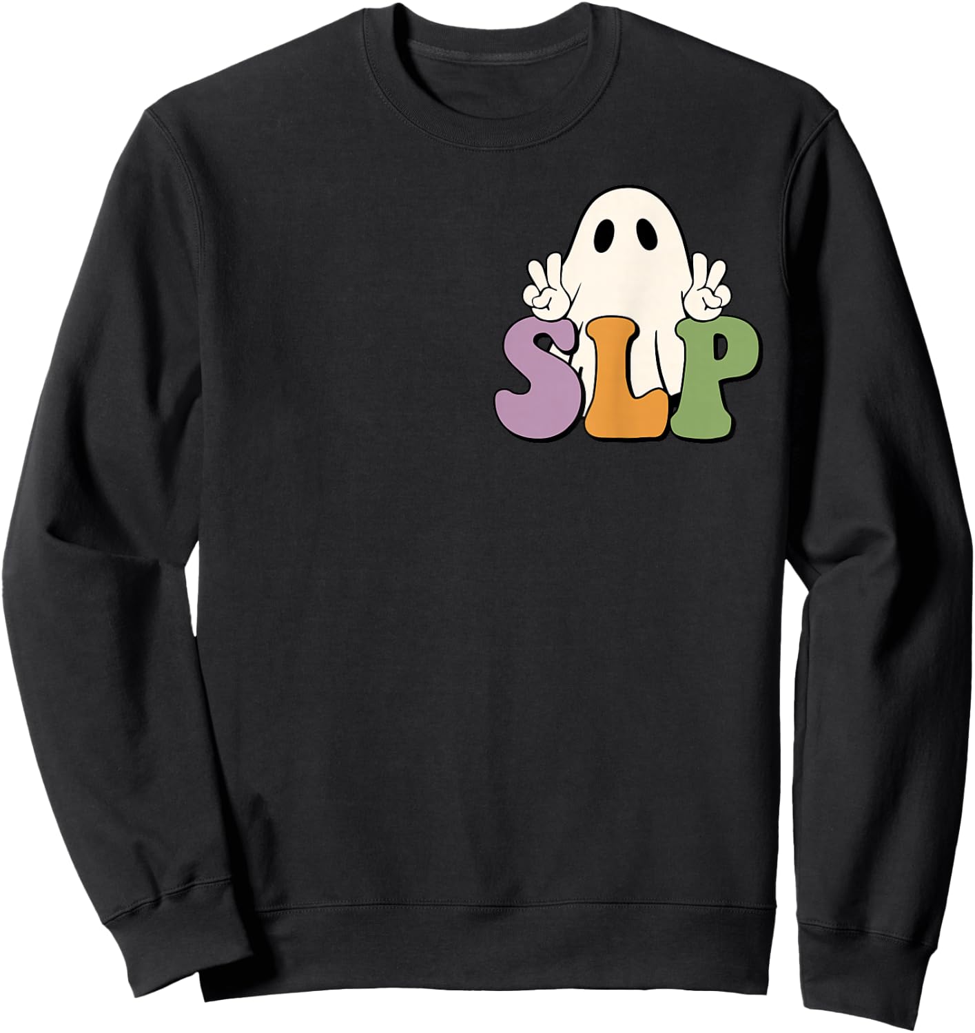 SLP Halloween Speech Therapy Halloween Shirt 2 Sided Sweatshirt - Sweatshirt | Black