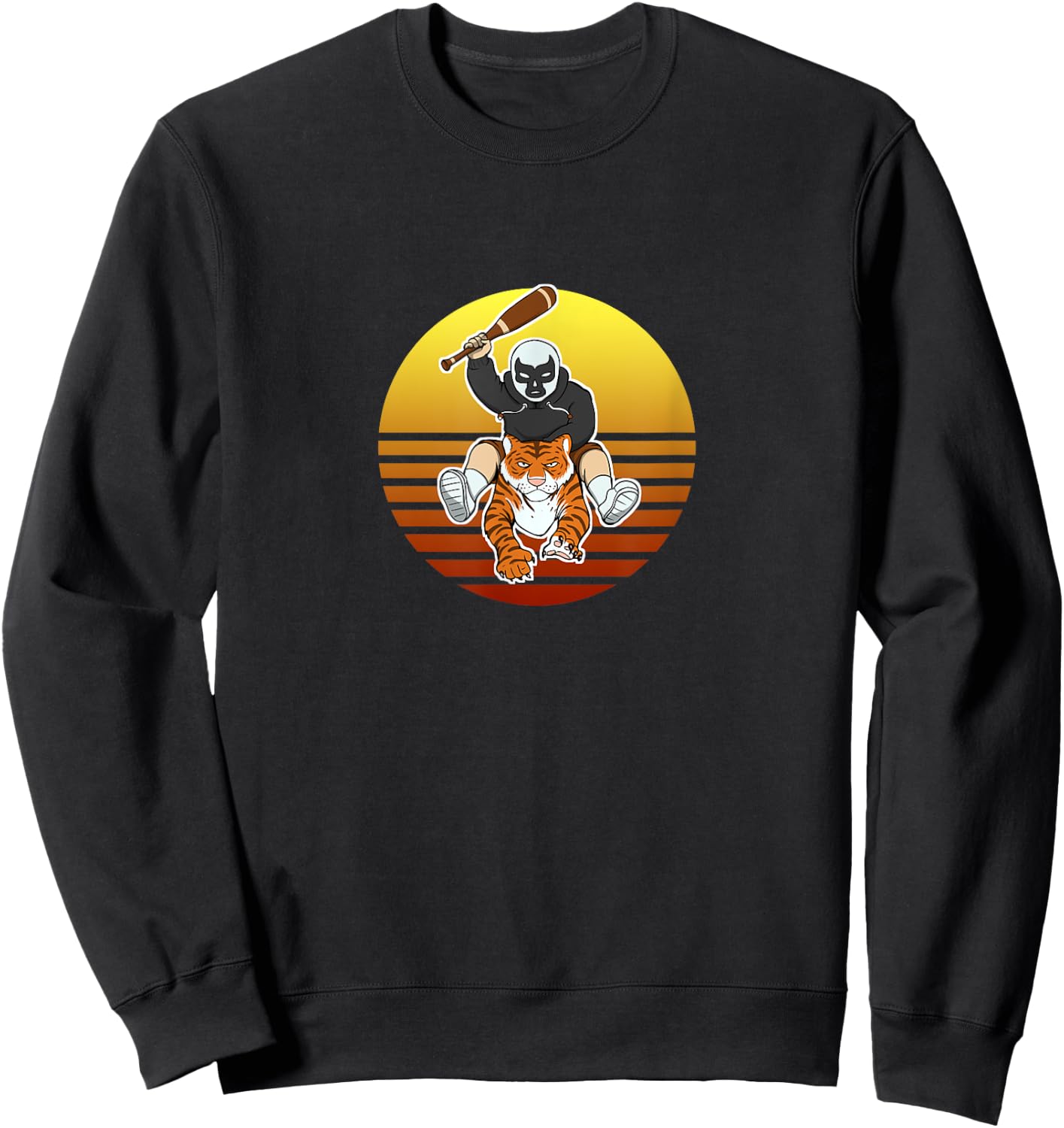 Man Riding Tiger Retro Sun Mask Bat Chodmunch Logo Merch Sweatshirt - Sweatshirt | Black