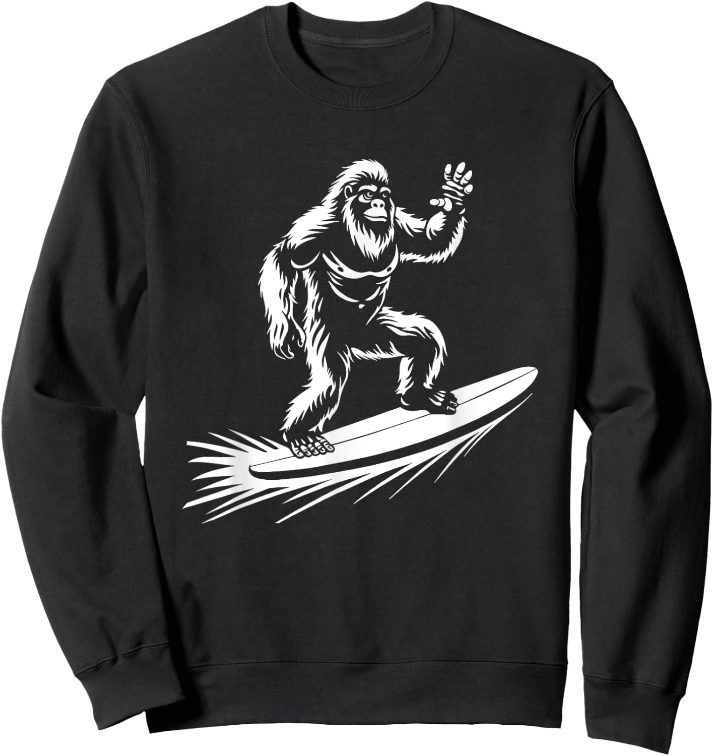 Surfing Bigfoot - Funny Hawaiian Sasquatch Surfer Sweatshirt - Sweatshirt | Black