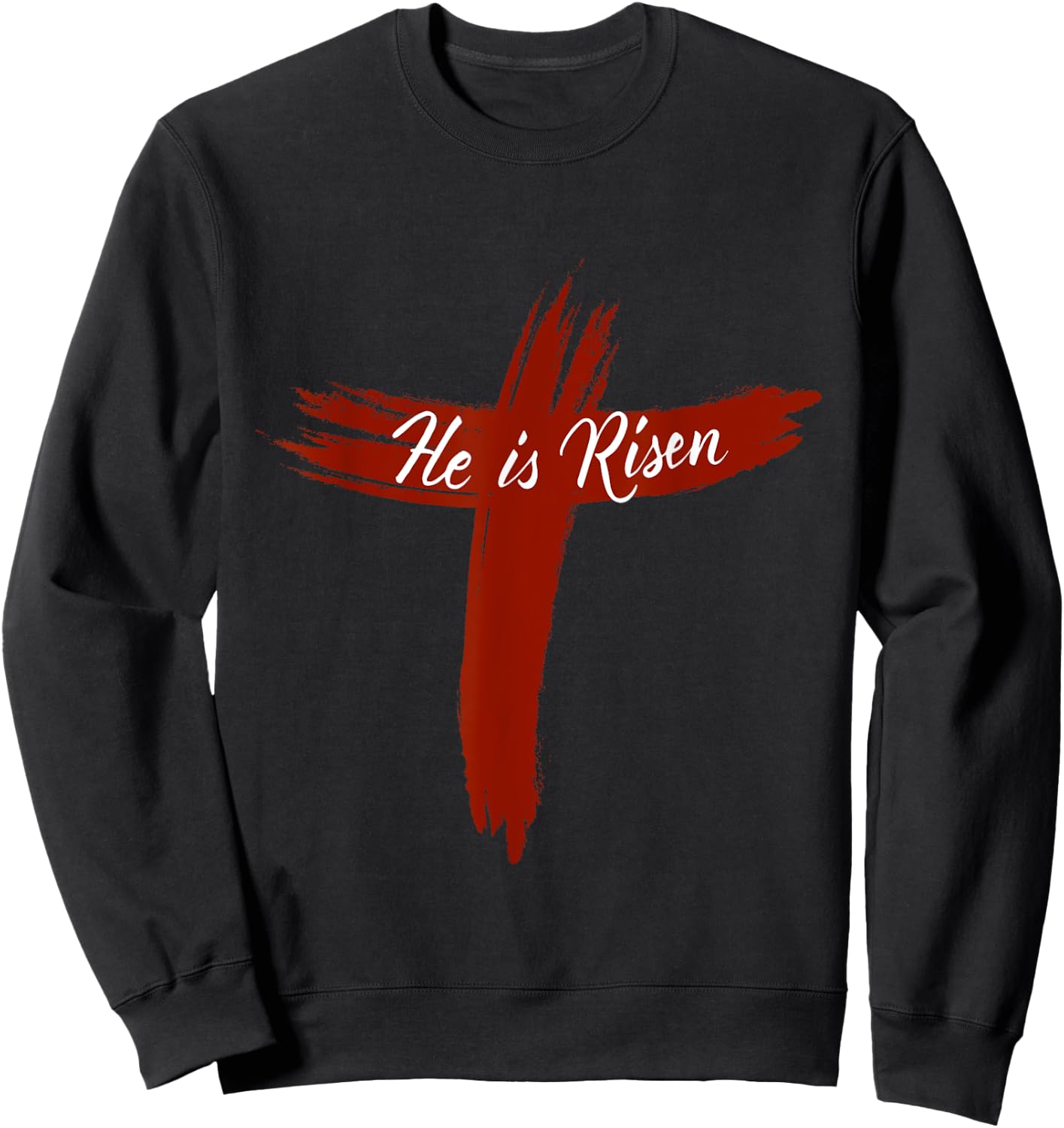 Happy Easter Shirt He Is Risen Jesus Cross Scripture Matthew Sweatshirt - Sweatshirt | Black