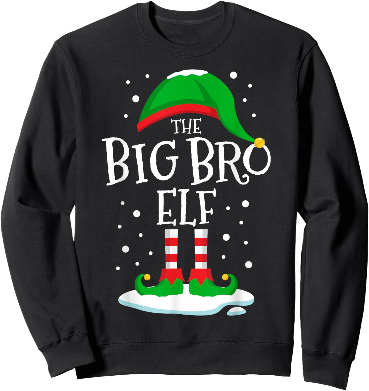 The Big Bro Elf Christmas Family Matching Xmas Brother Funny Sweatshirt - Sweatshirt | Black