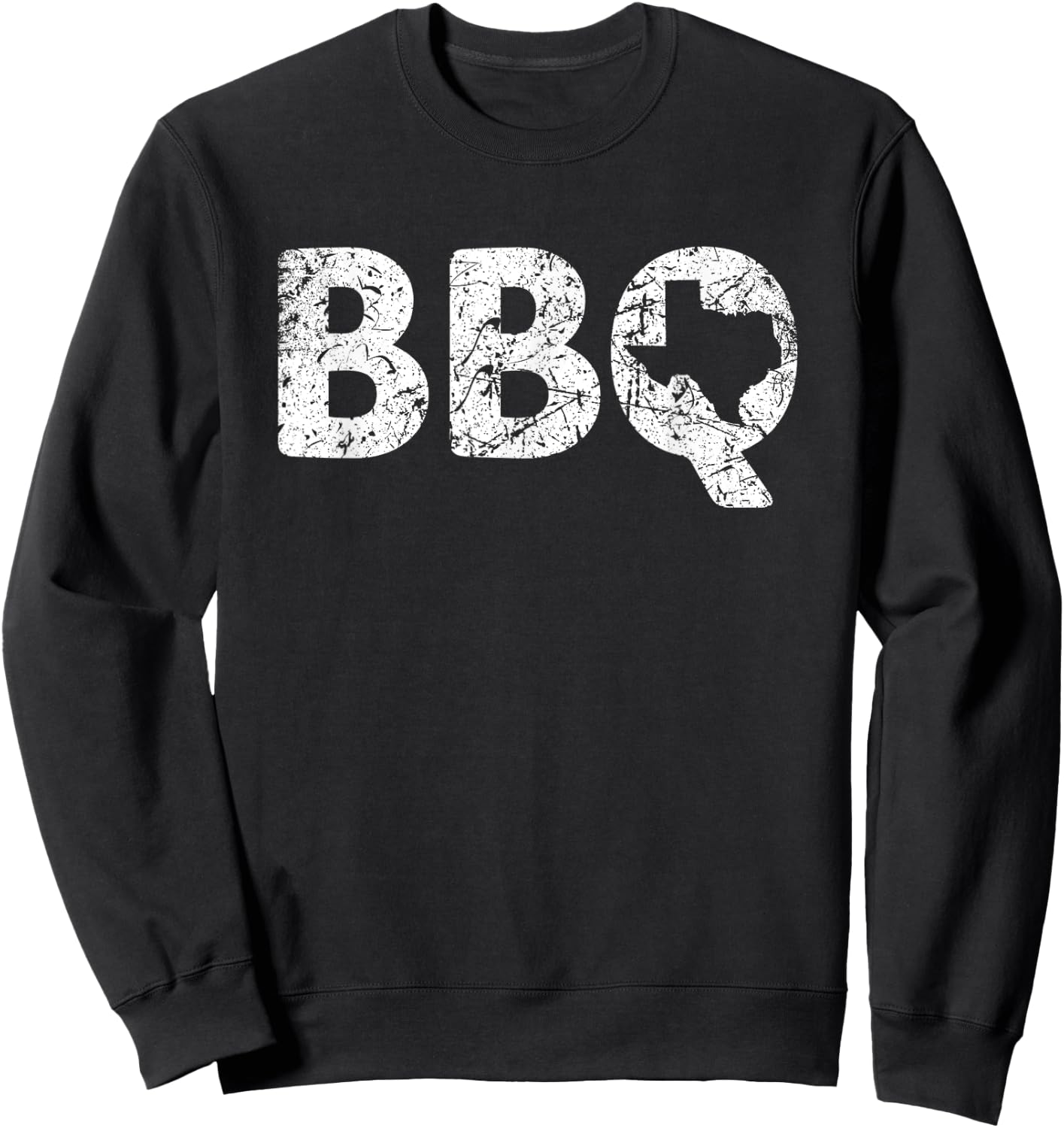 Texas BBQ TX Barbecue Map Distressed Texas Men Women Kids Sweatshirt - Sweatshirt | Black