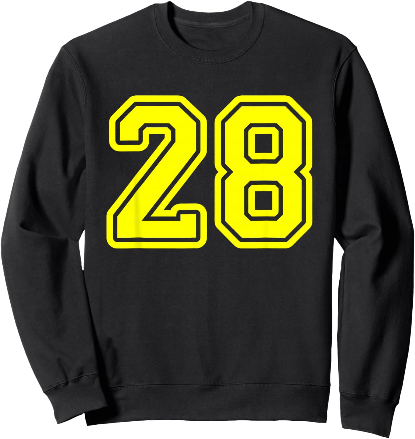 Number 28 Yellow Sports Team Varsity Number 28 Sweatshirt - Sweatshirt | Black