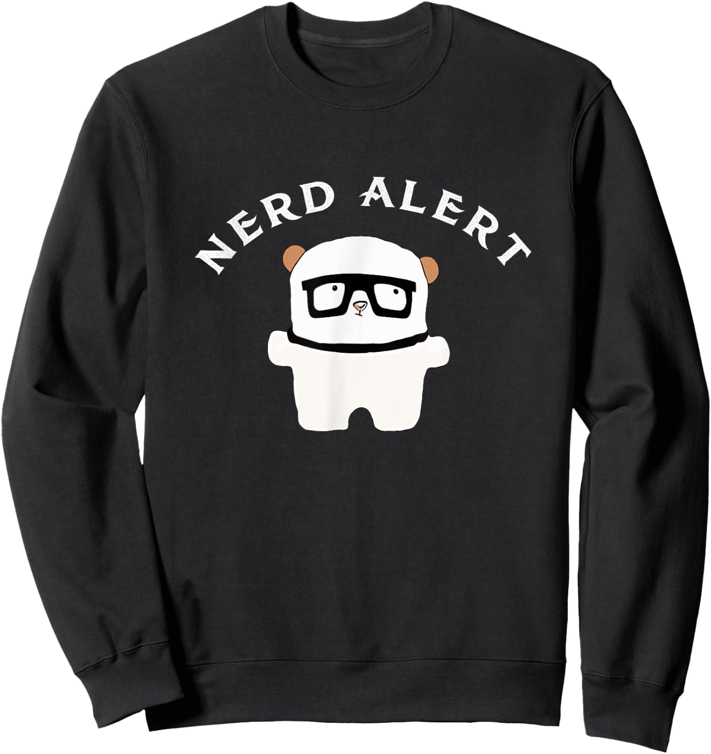 Nerd Alert Funny White Nerd Bear Sweatshirt - Sweatshirt | Black