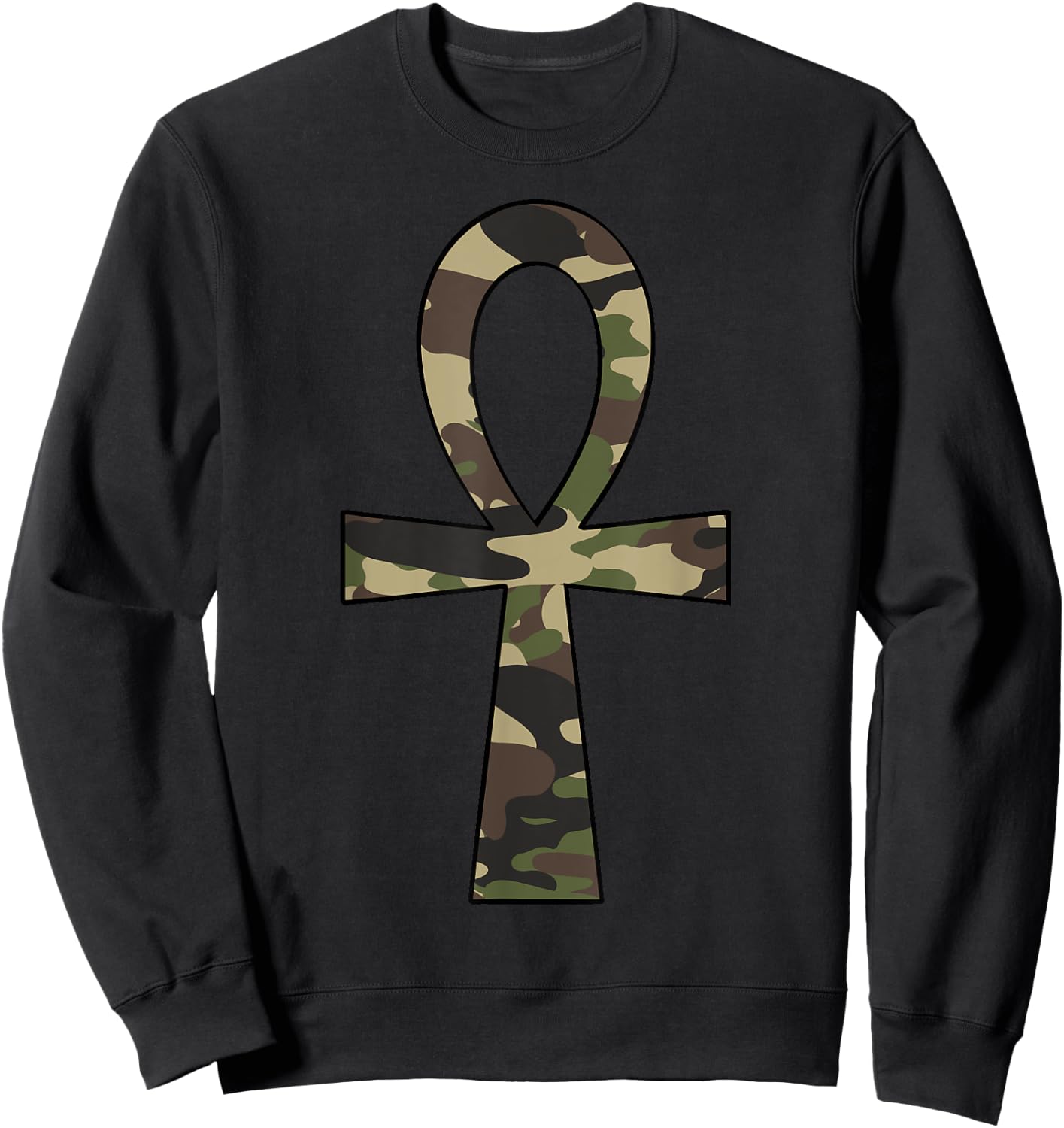 Ankh Cross Camo Egyptian African Pride Sweatshirt - Sweatshirt | Black