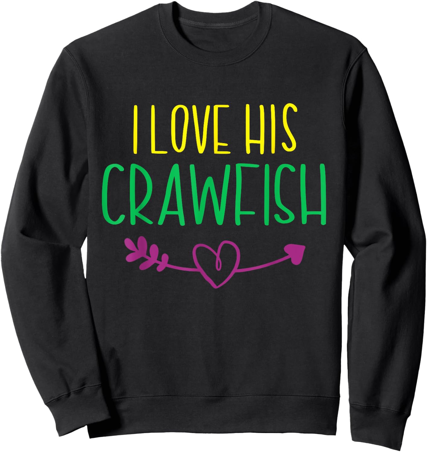 I Love His Crawfish Mardi Gras Funny Masquerade Party Couple Sweatshirt - Sweatshirt | Black