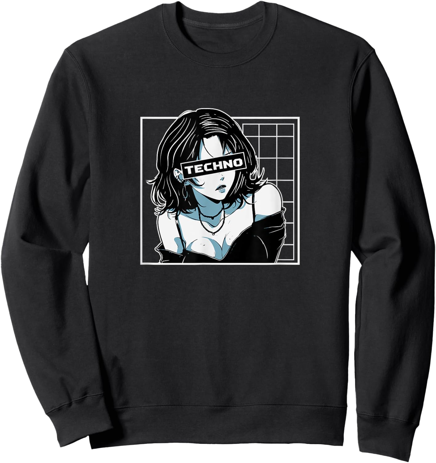 Techno & Anime,Kawaii Anime Girl Loves Hardcore Techno Music Sweatshirt - Sweatshirt | Black