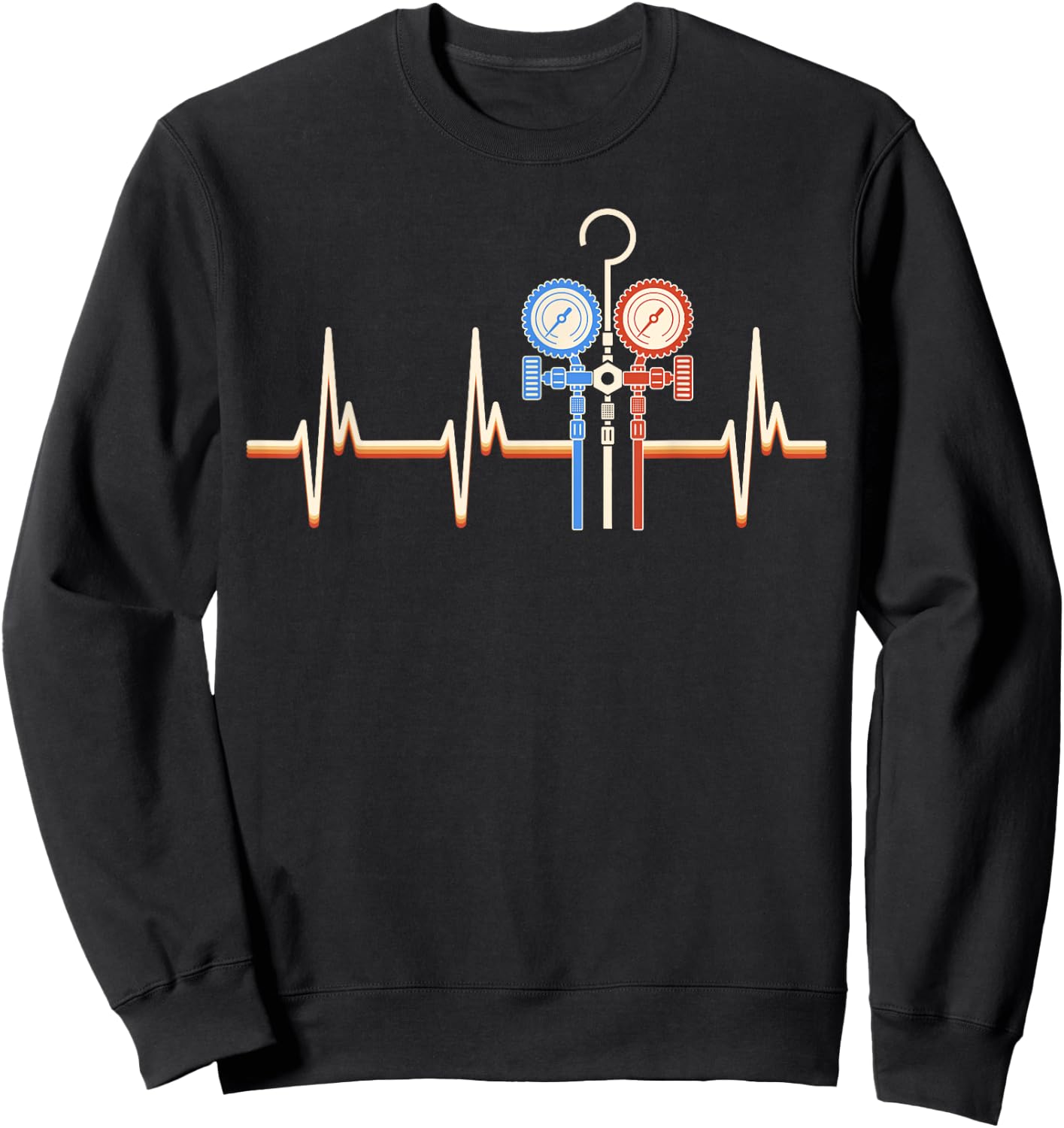 HVAC Techician EKG Line Heartbeat HVAC Tech Funny Sweatshirt - Sweatshirt | Black