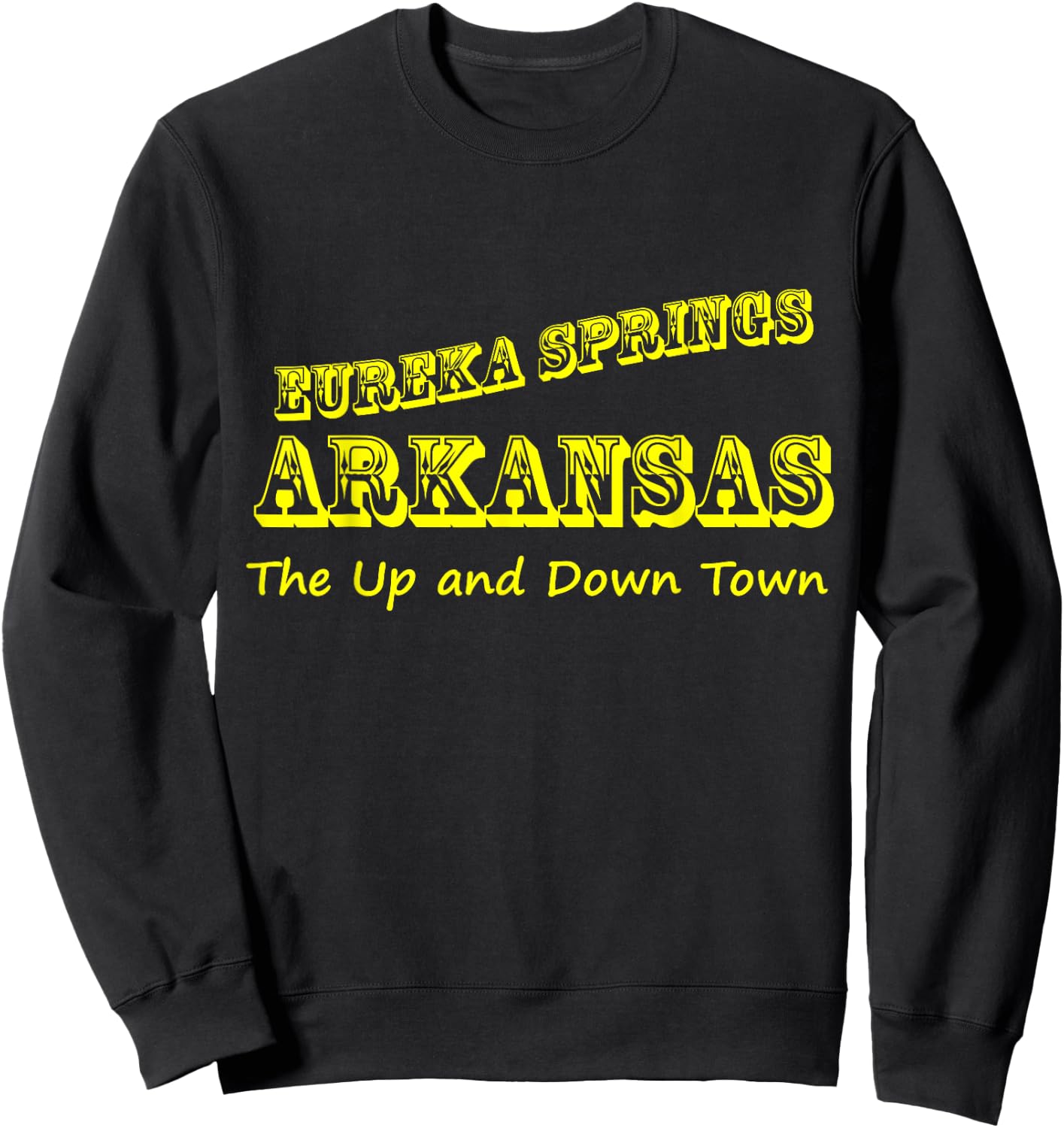 Eureka Springs Arkansas Up and Down Town Souvenir Sweatshirt - Sweatshirt | Black