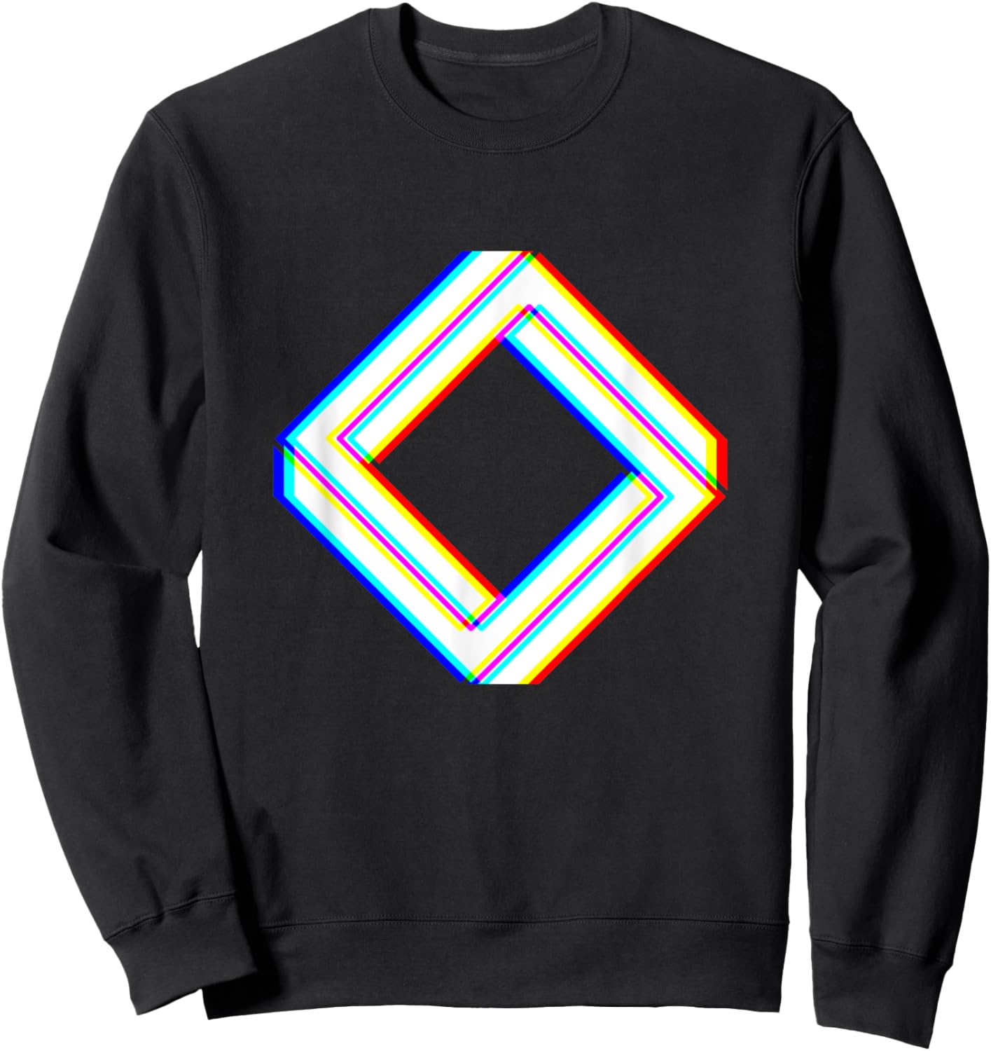 Trippy Geometric Shapes Abstract Art Optical Illusion EDM Sweatshirt - Sweatshirt | Black