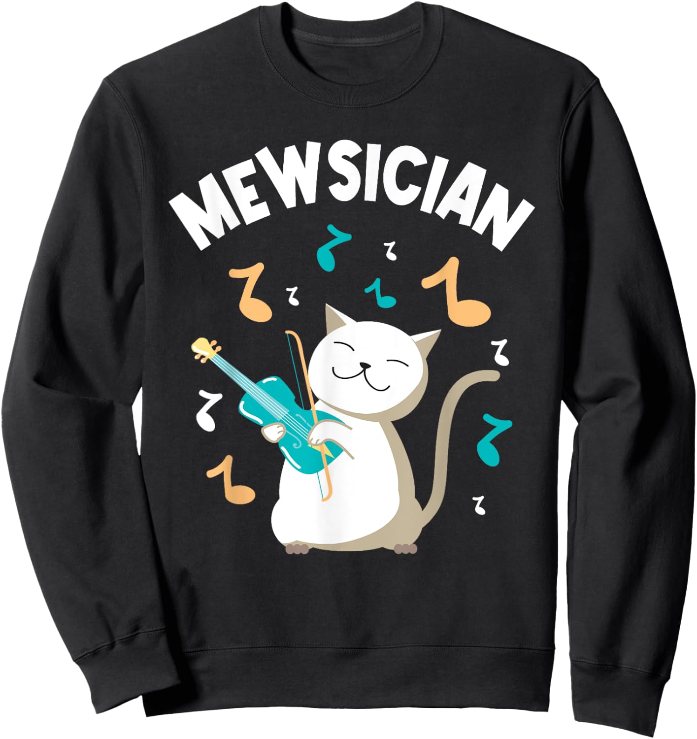 Mewsician - Violin Player Cat Violinist Musician Men Women Girls Kids Sweatshirt - Sweatshirt | Black