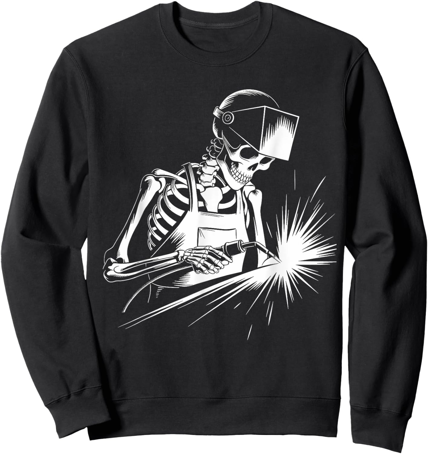 Funny Skeleton Welding Lovers Spooky Halloween Welder Sweatshirt - Sweatshirt | Black