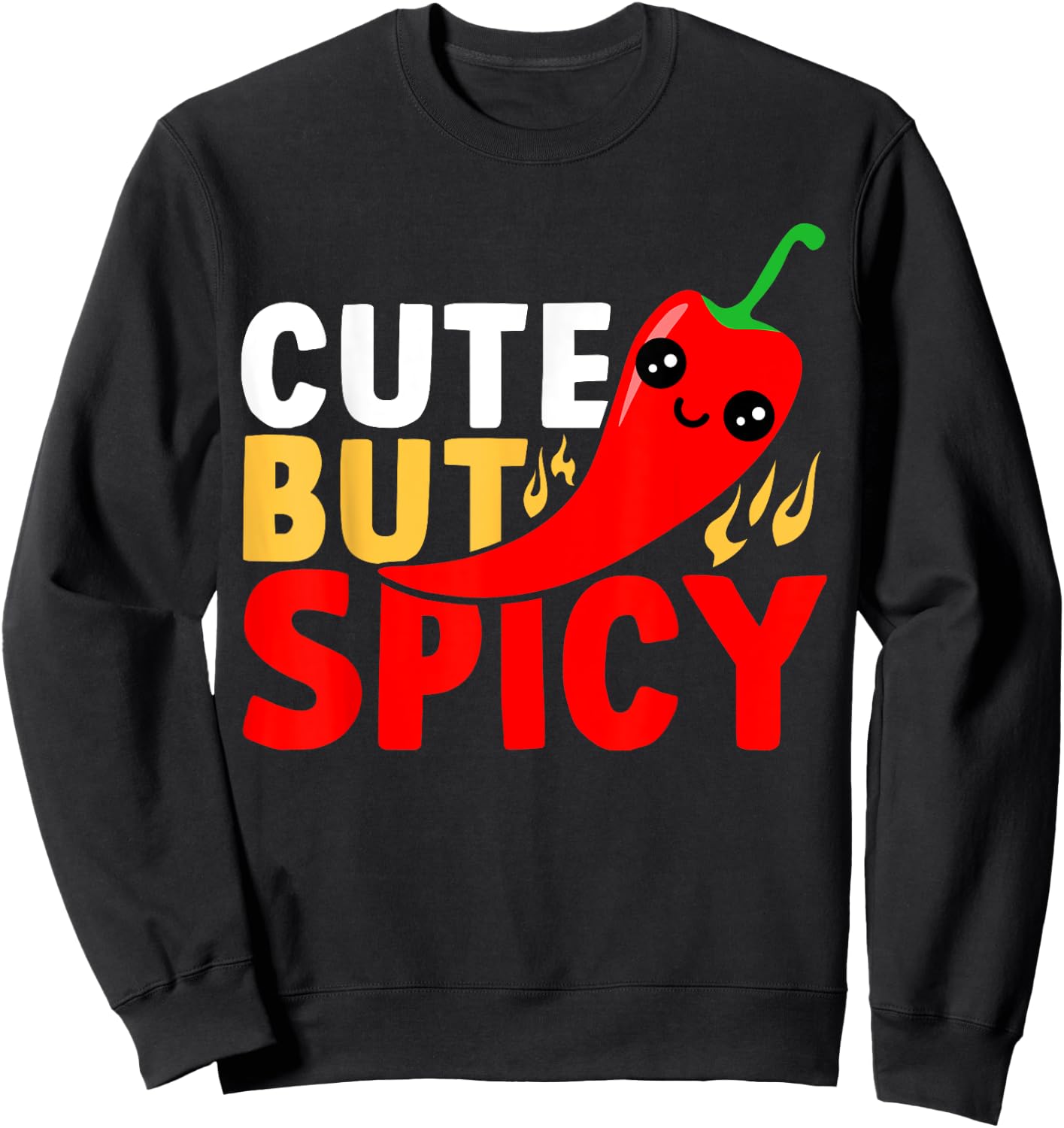 Kids Cute But Spicy Mexican Spicy Chili Boys Girls Sweatshirt - Sweatshirt | Black