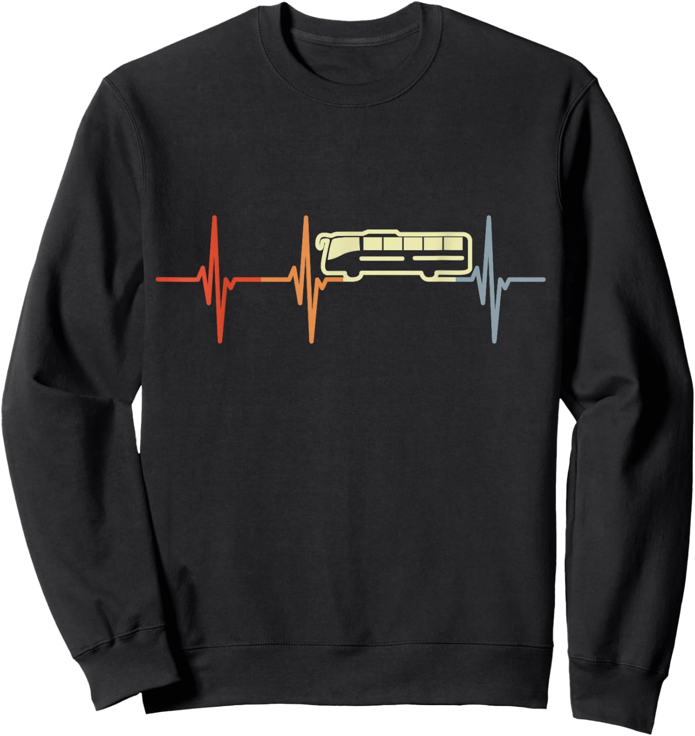 Bus Cardiogram Retro Transit Driver Sweatshirt - Sweatshirt | Black
