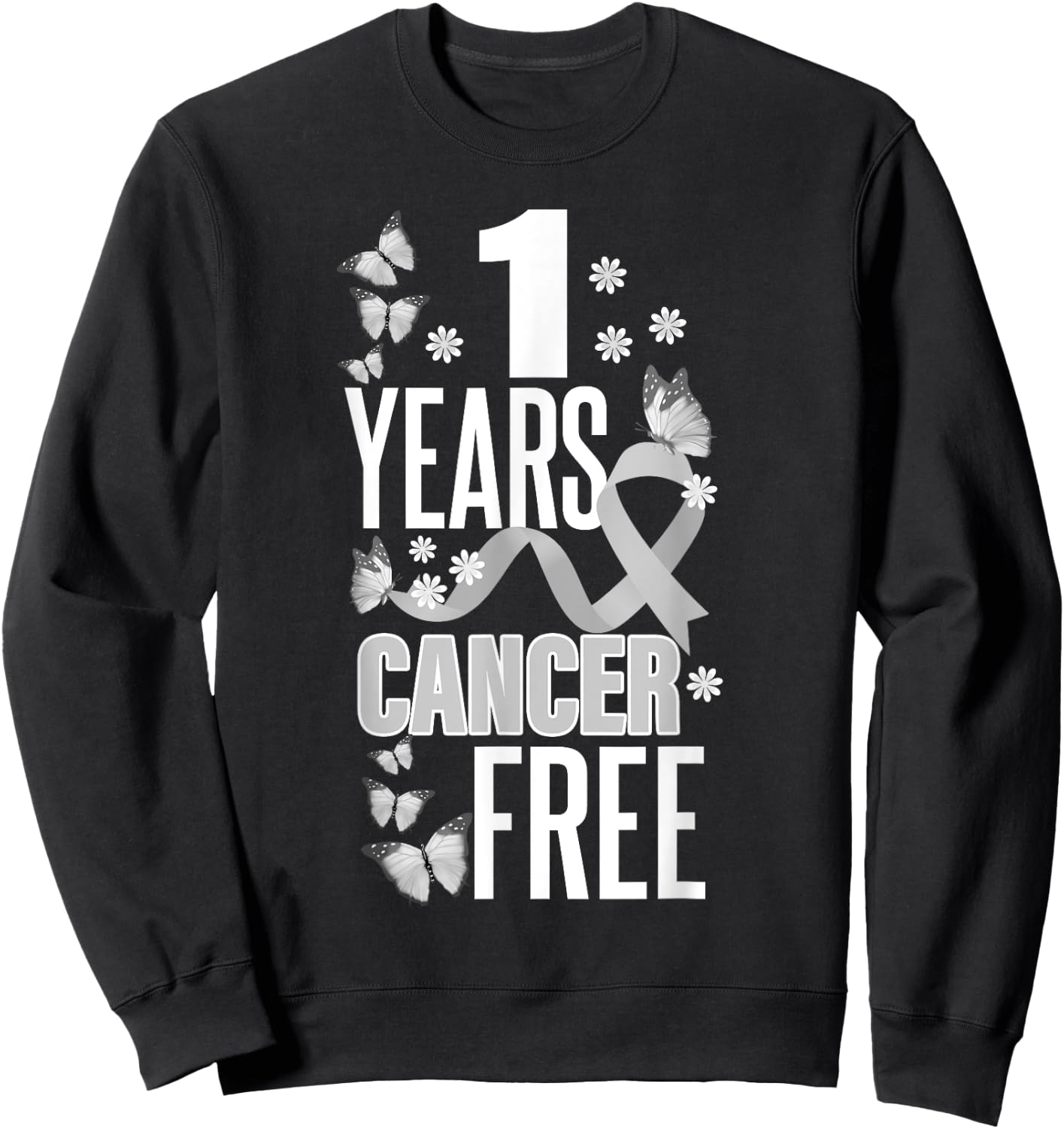 1 Year Cancer Free For Lungs Cancer Awareness Sweatshirt - Sweatshirt | Black