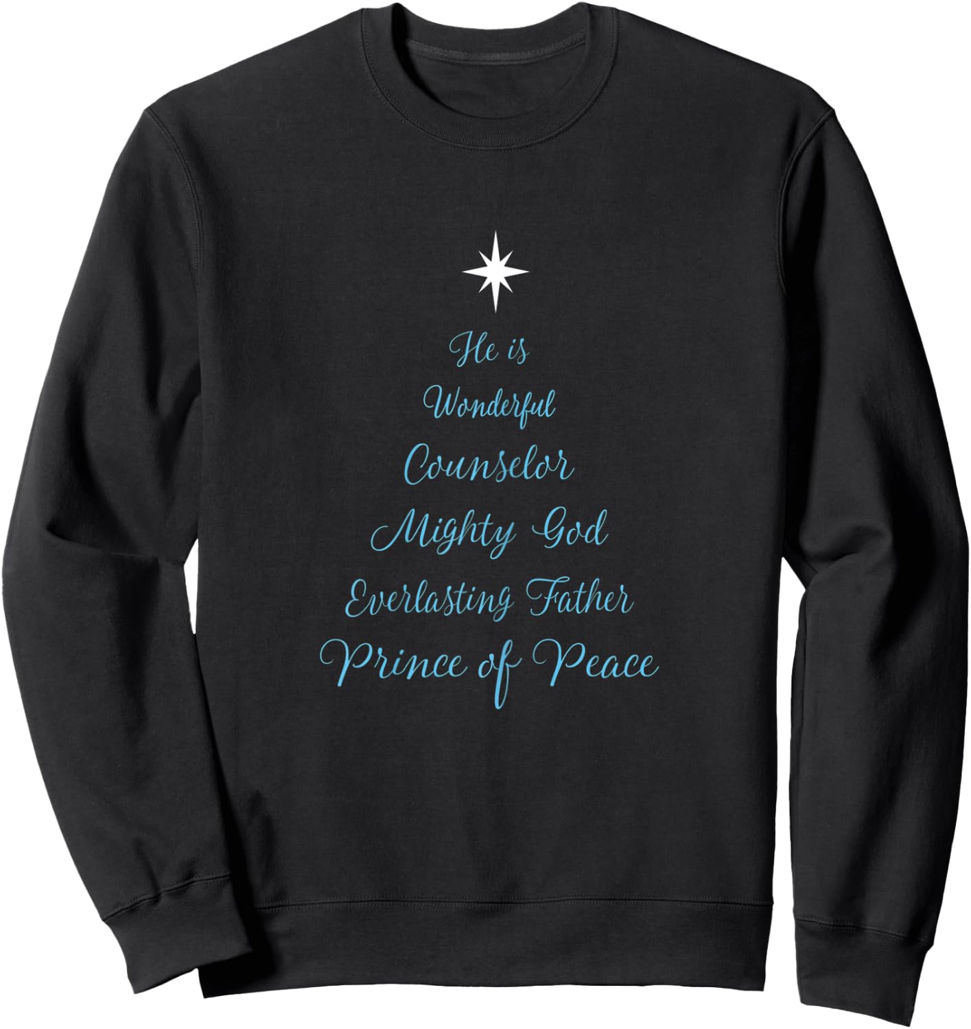 Wonderful Counselor Christmas Tree Christian Bible Verse Sweatshirt - Sweatshirt | Black
