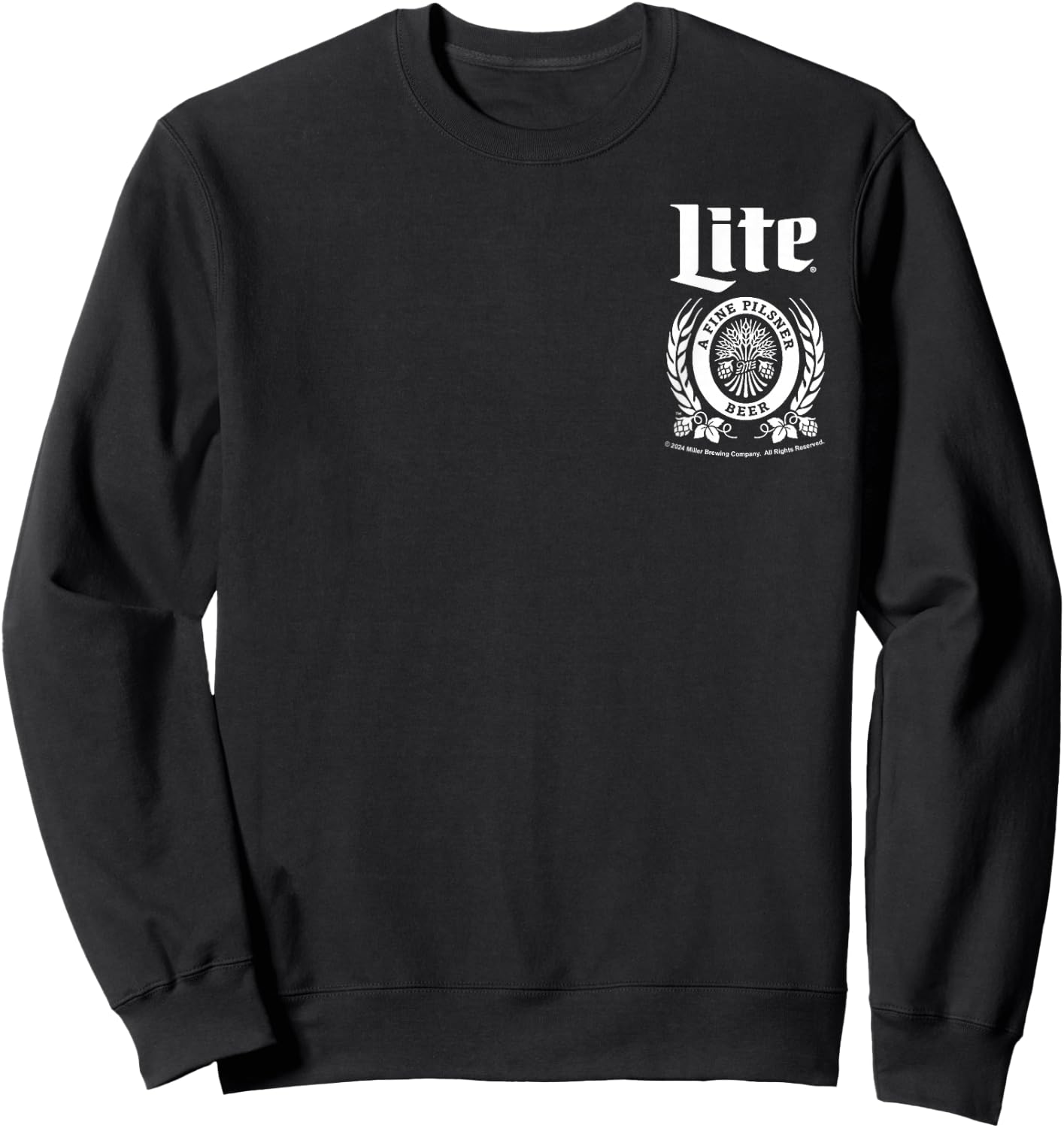 Miller Lite A Fine Pilsner Classic Vintage Faux Pocket Sweatshirt - Sweatshirt | Black