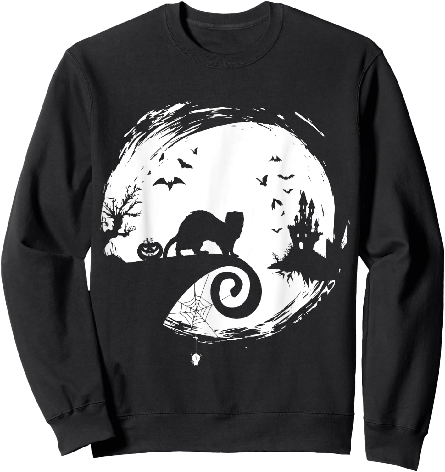 Ferret Halloween Costume Moon Silhouette Creepy Horror Sweatshirt - Sweatshirt | Black