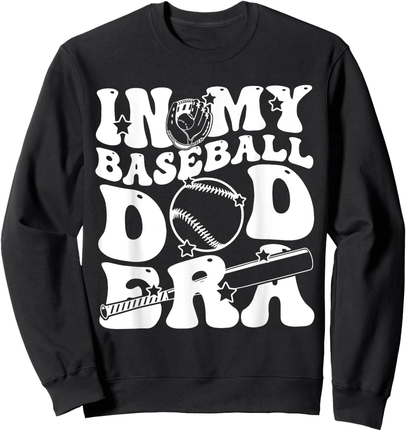 In My Baseball Dad Era Retro Groovy Daddy Papa Father's Day Sweatshirt - Sweatshirt | Black