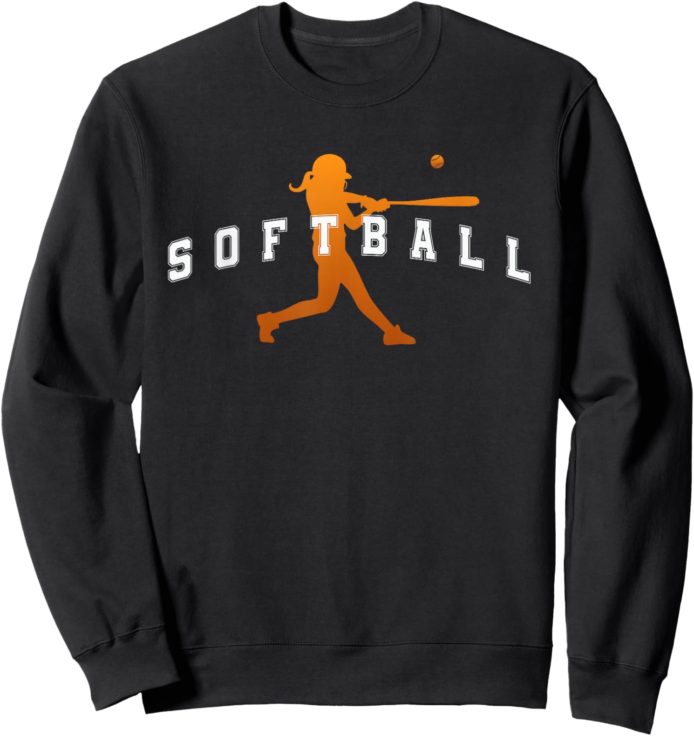 Softball Orange Team Player Text Sweatshirt - Sweatshirt | Black