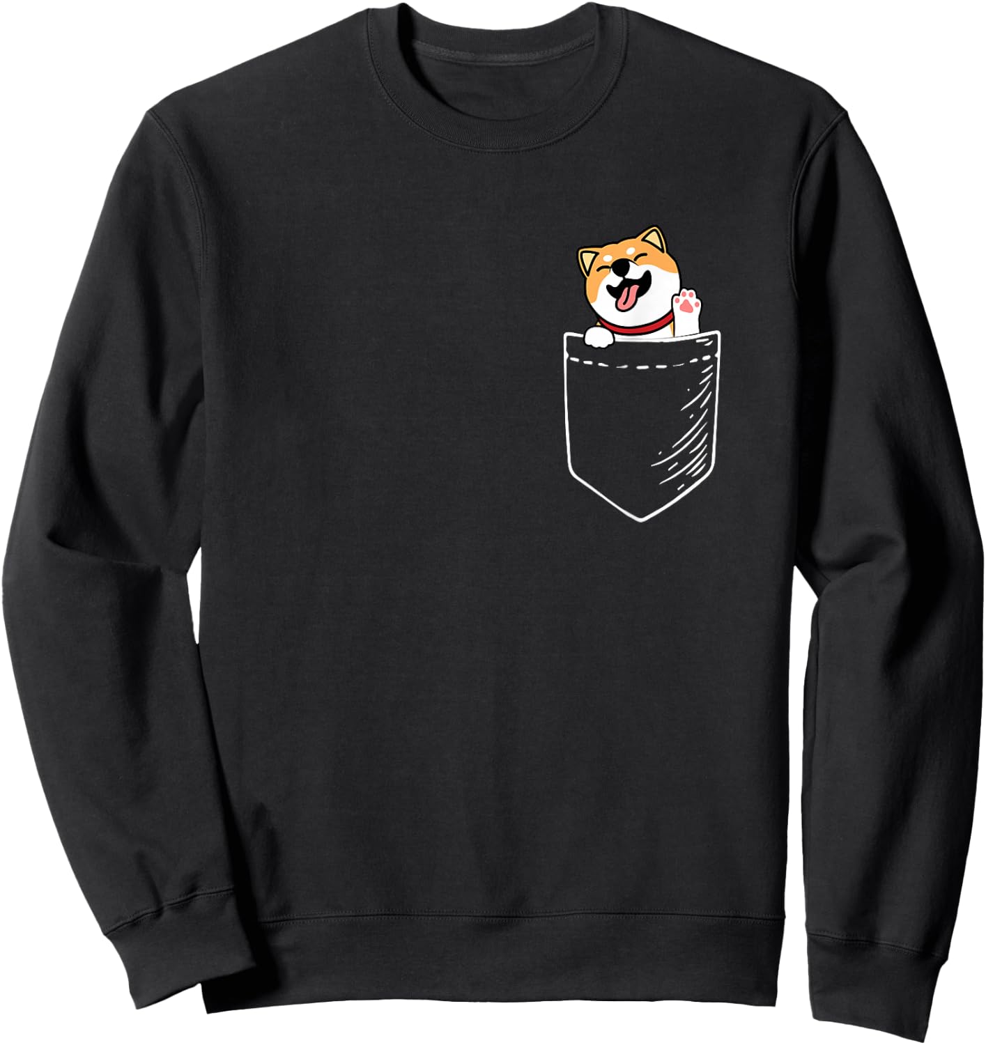 Kids Kawaii Doge Meme Pocket Shiba Inu Dog Lover Sweatshirt - Sweatshirt | Black