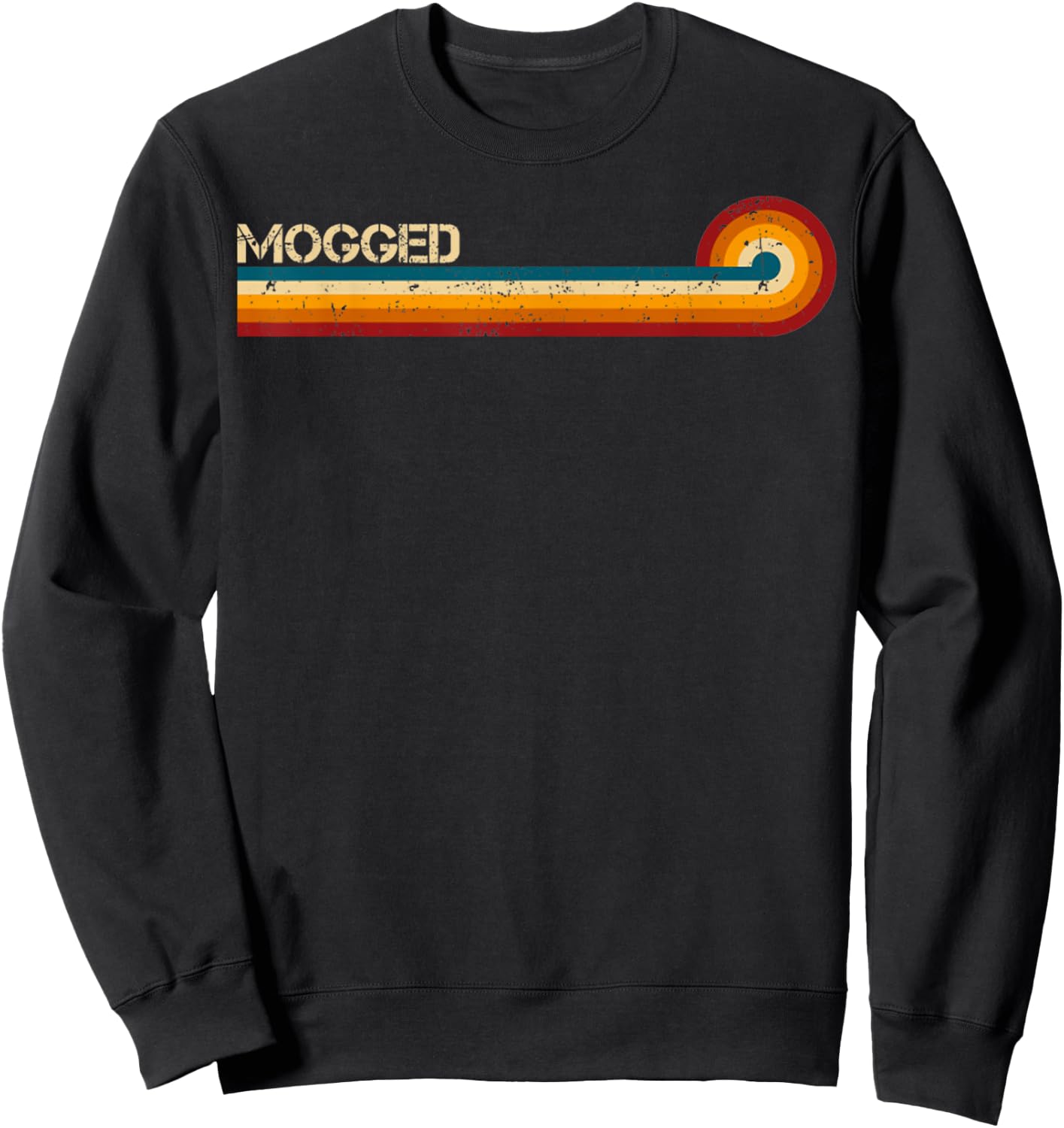 Mogged Retro Stripes Funny Saying Gift Women Sweatshirt - Sweatshirt | Black