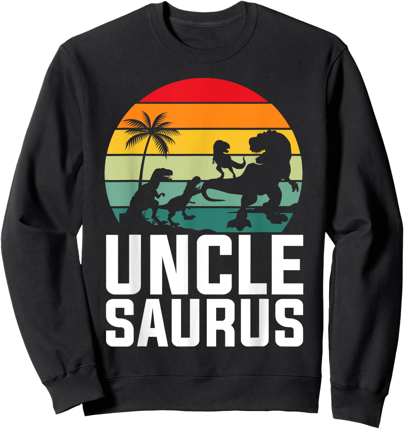 T-rex Uncle Apparel, Unclesaurus 3 Kids Fathers Day Dinosaur Sweatshirt - Sweatshirt | Black