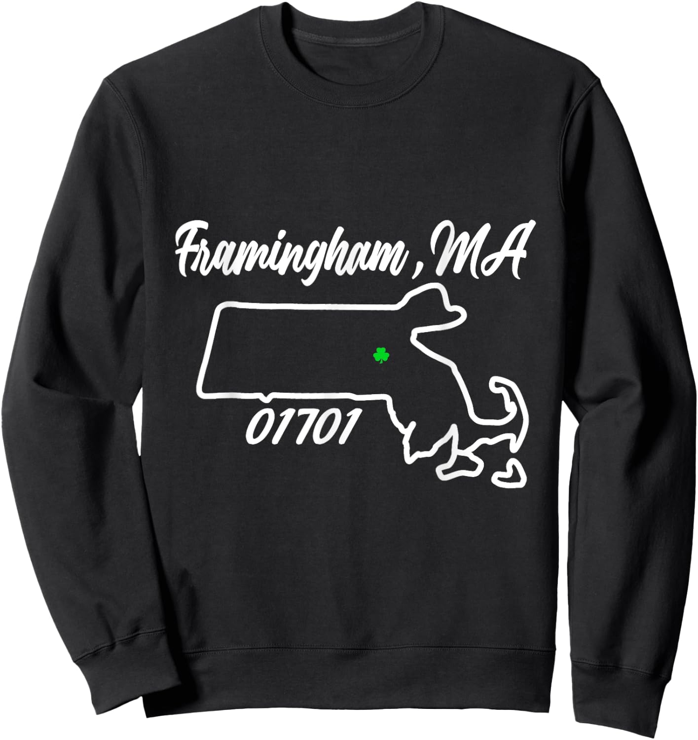 Framingham MA 01701 MASS Massachusetts State Map Souvenir Sweatshirt - Sweatshirt | Black