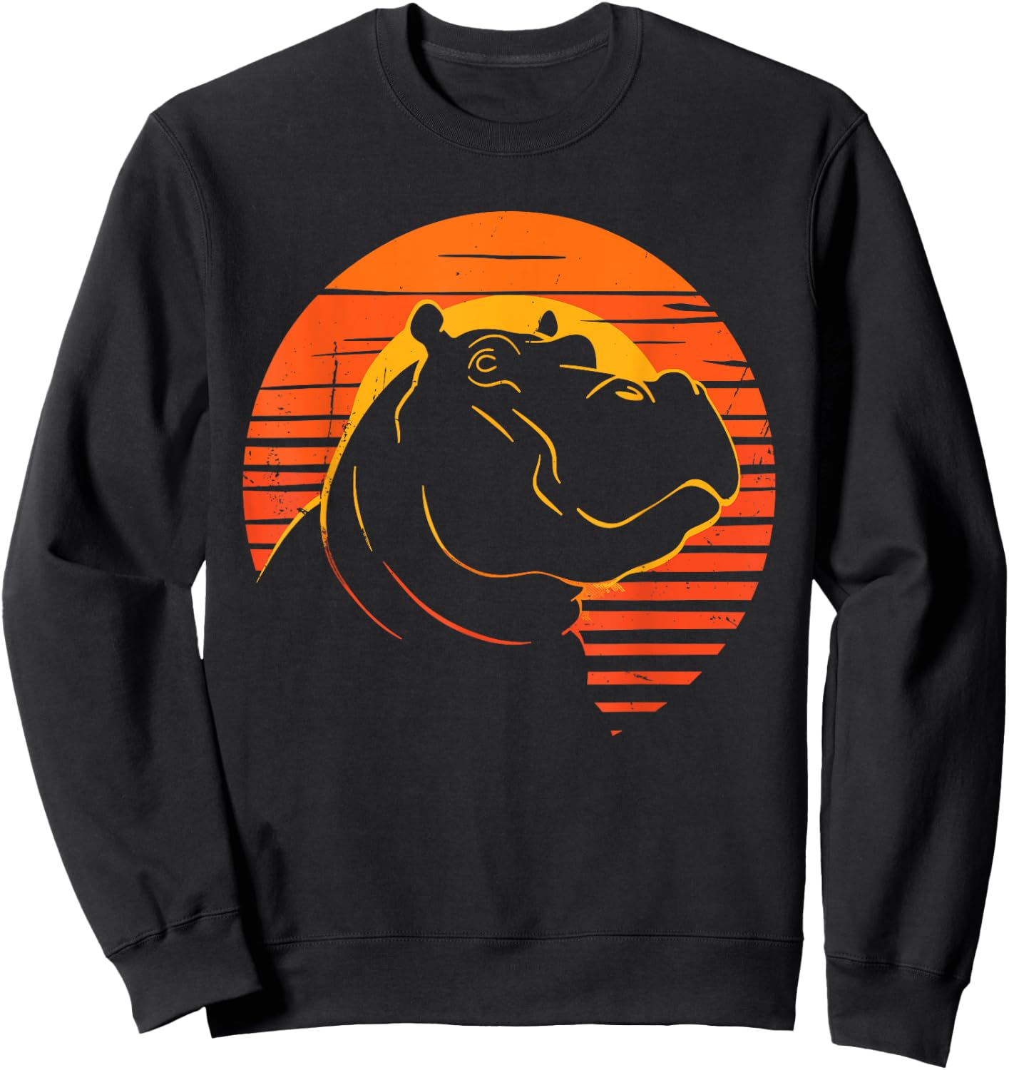 Hippopotamus Retro Vintage 80s - Funny Hippo Animals Lover Sweatshirt - Sweatshirt | Black