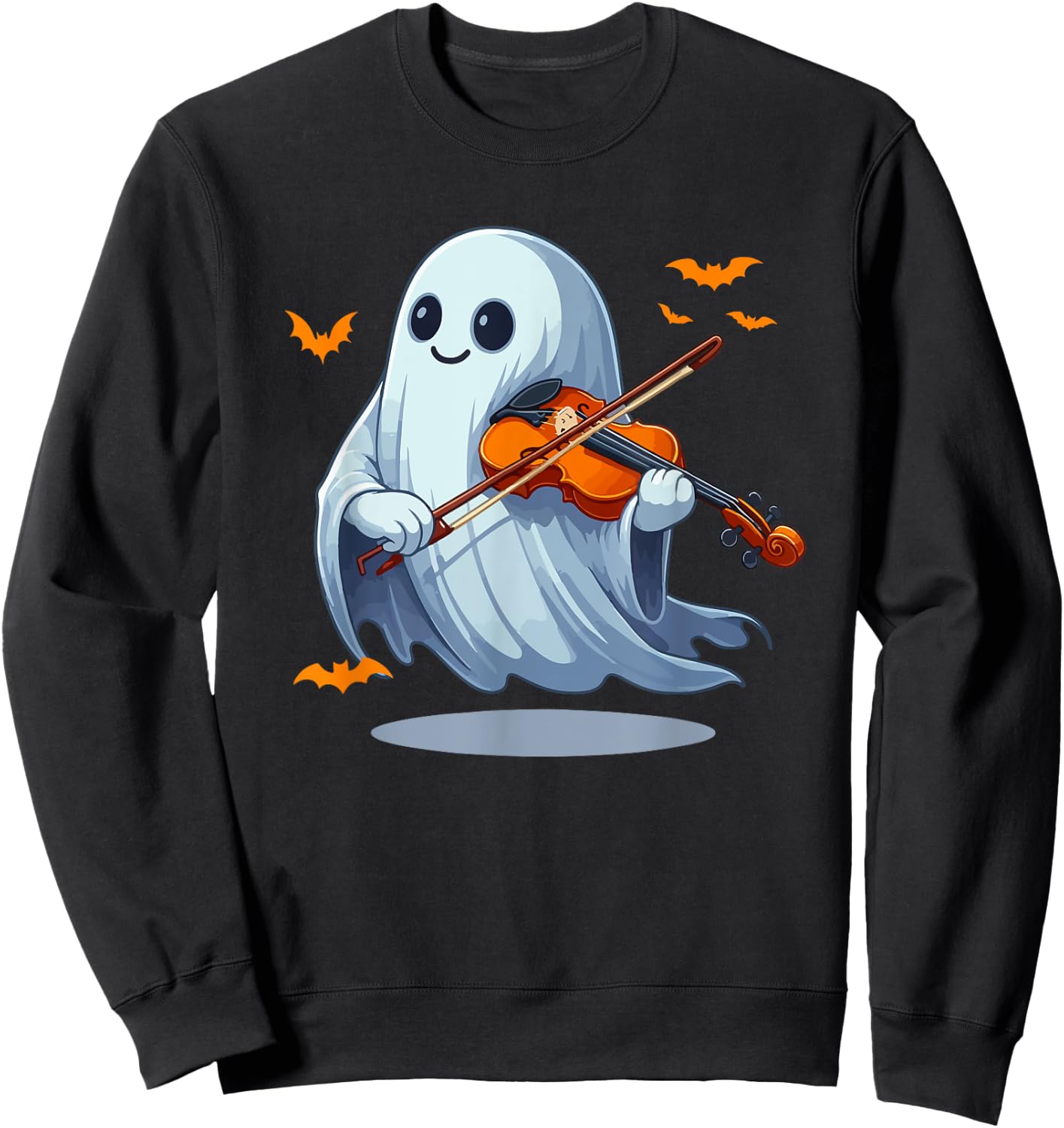 Boo Ghost Playing Violin Halloween Musical Instrument Sweatshirt - Sweatshirt | Black