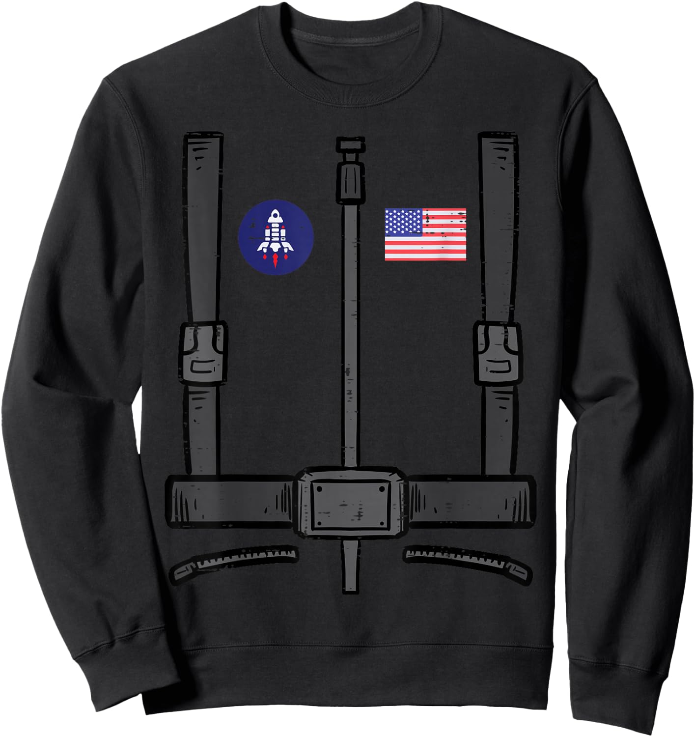 US Astronaut Costume Space Suit Galaxy Men Women Boys Kids Sweatshirt - Sweatshirt | Black