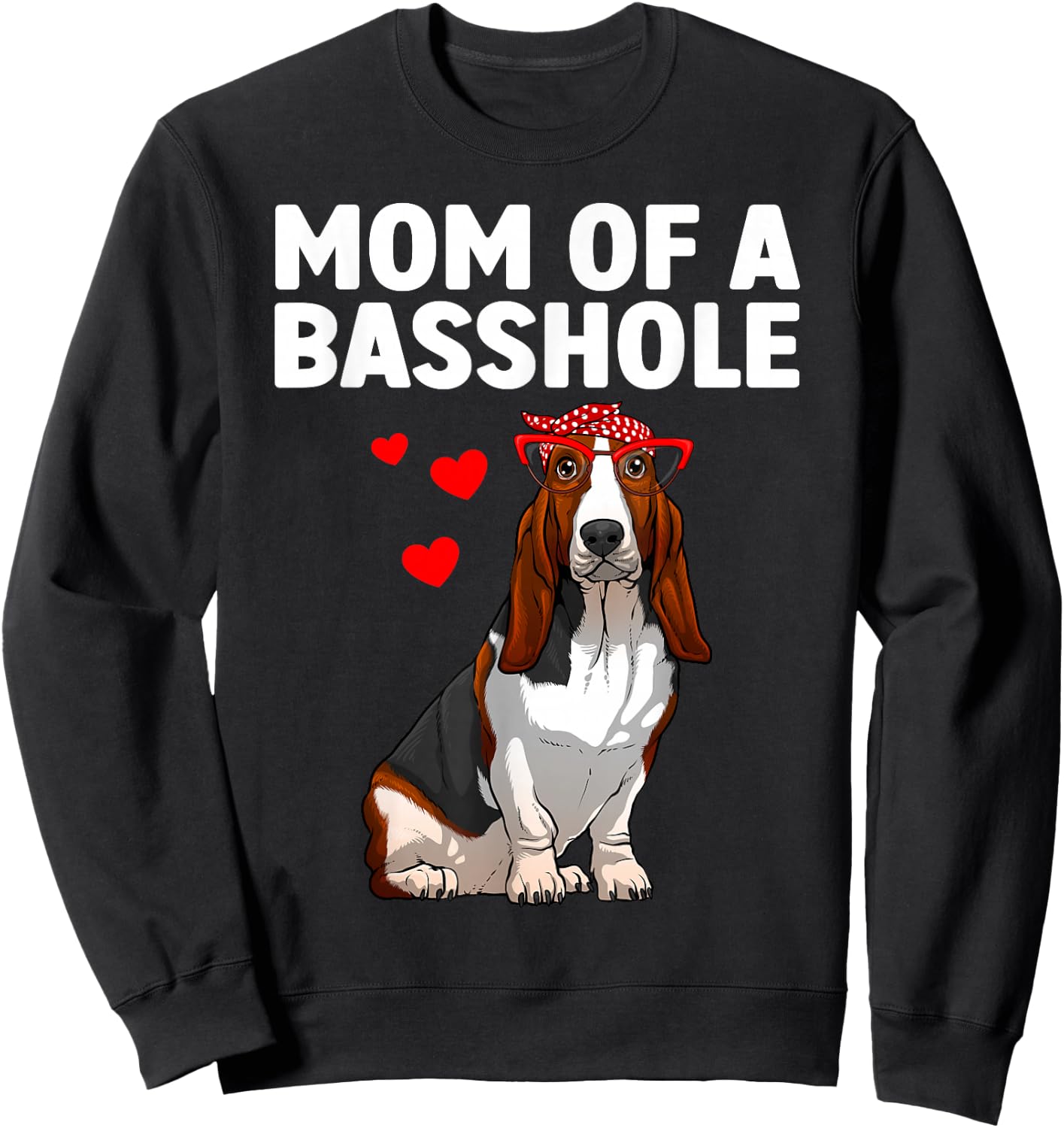 Cute Basset Hound Art For Mom Women Girls Basset Hound Lover Sweatshirt - Sweatshirt | Black