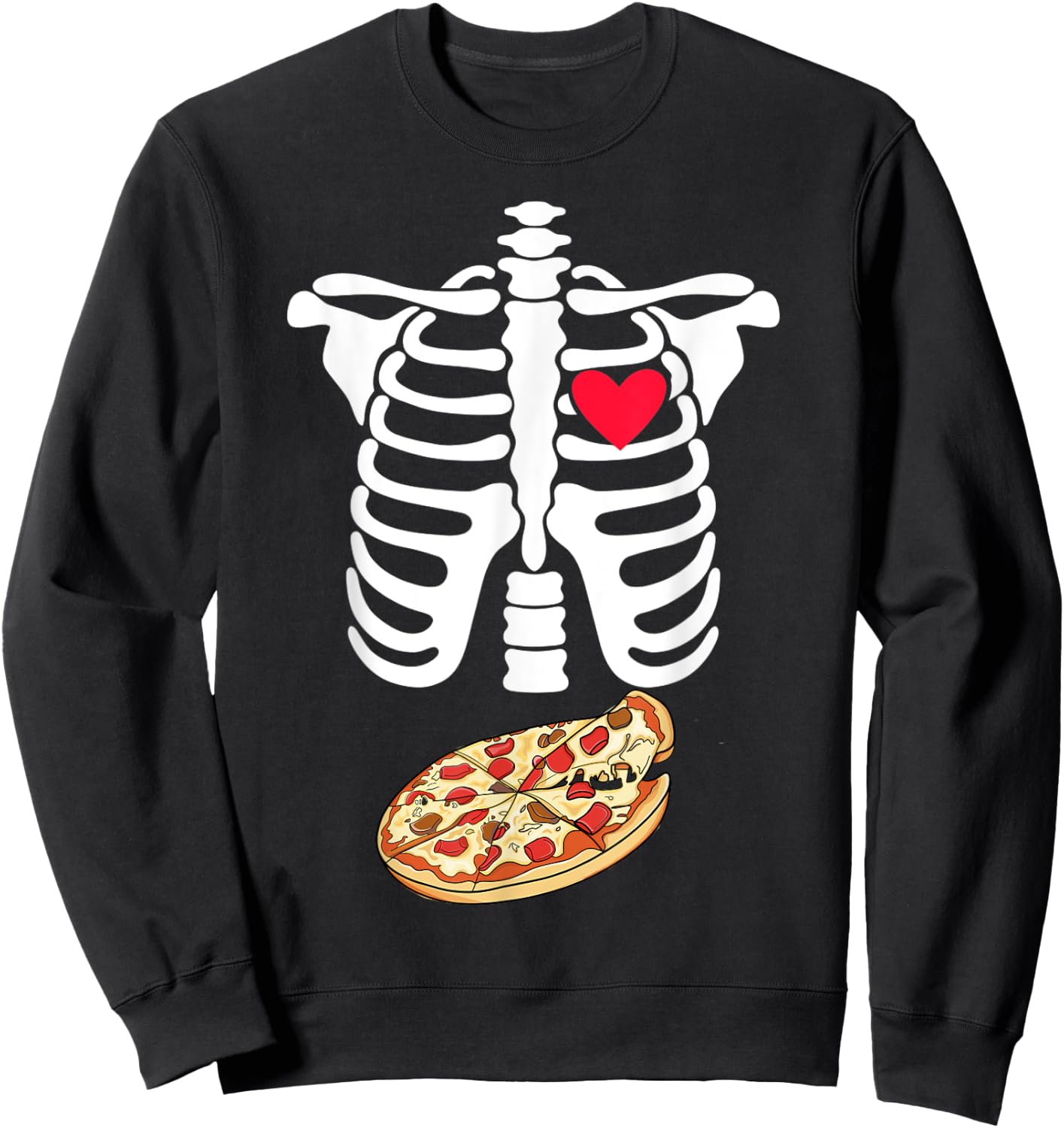 Halloween Skeleton Pregnancy Pizza Xray Dad To Be Sweatshirt - Sweatshirt | Black