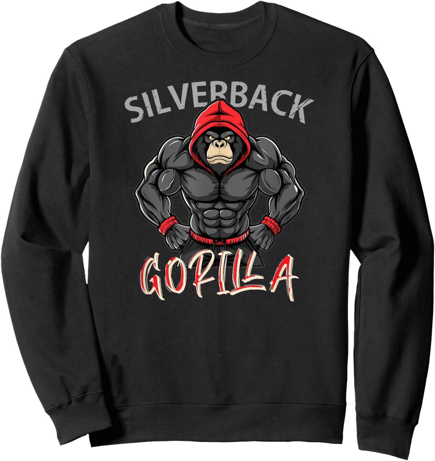 Gorilla Workout Angry Strong Scary Silverback Gorilla Gym Sweatshirt - Sweatshirt | Black