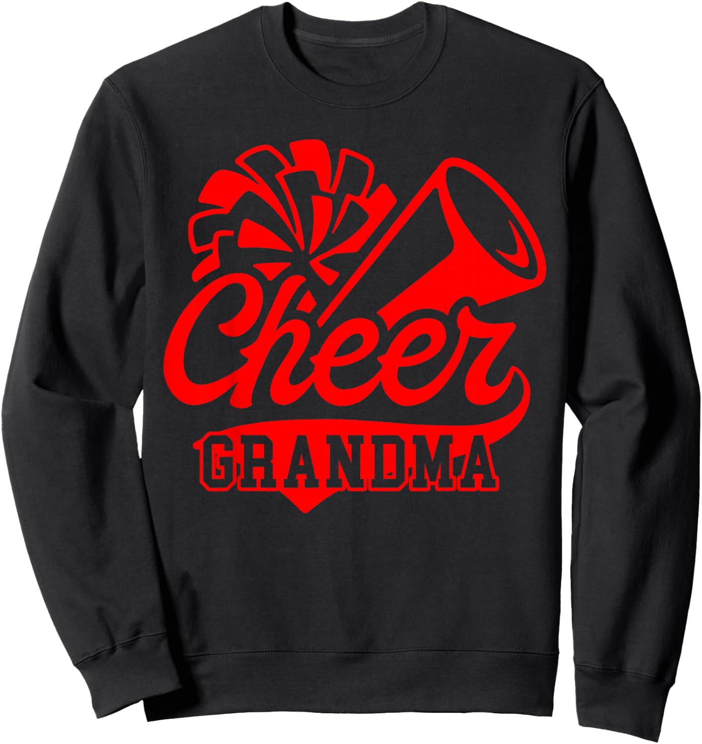 Cheer Grandma Biggest Fan Leopard Black And Red Pom Pom Sweatshirt - Sweatshirt | Black