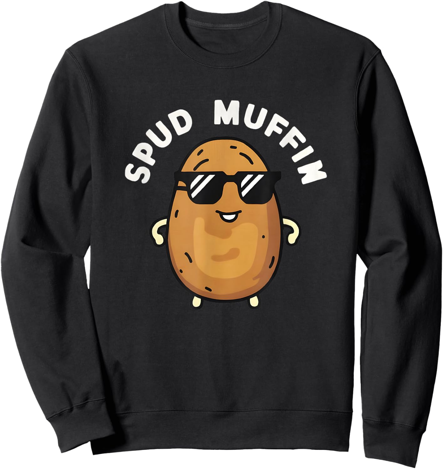 Funny Spud Muffin Potato Lover Print Sweatshirt - Sweatshirt | Black