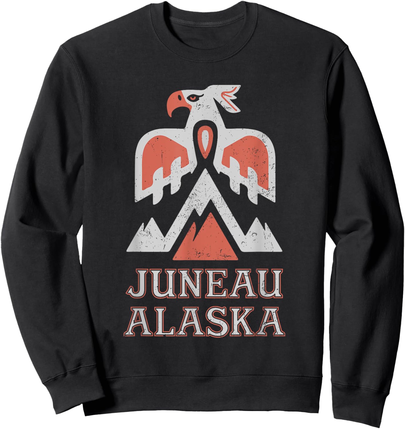 Vintage Juneau Alaska Mountain Eagle Tribal American Indian Sweatshirt - Sweatshirt | Black
